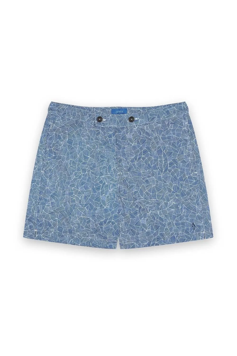 Short de bain imprimé ceinture plate à boutons et fermeture éclair Bleu ENZO REFLETS