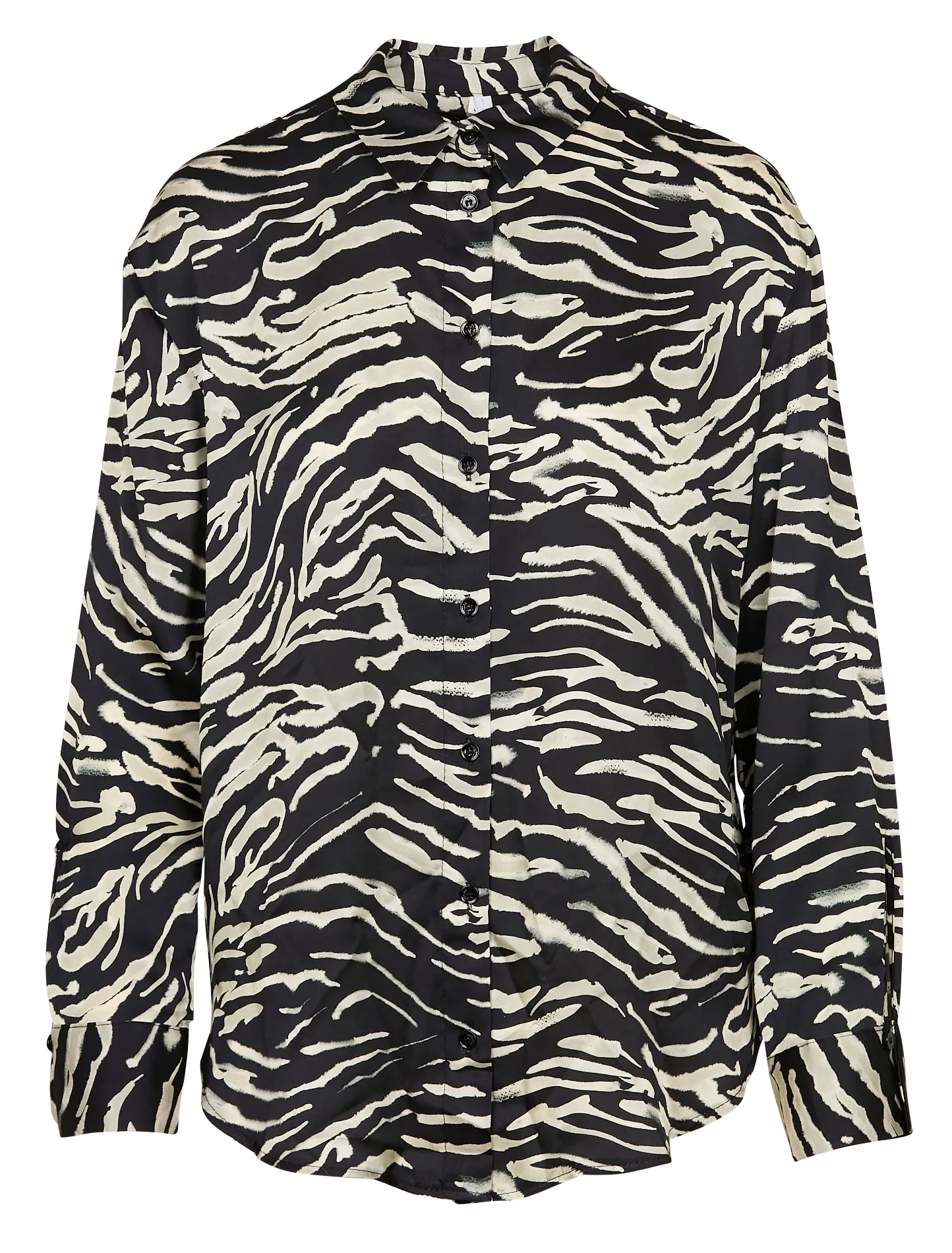 Chemise col classique droite imprimée Noir