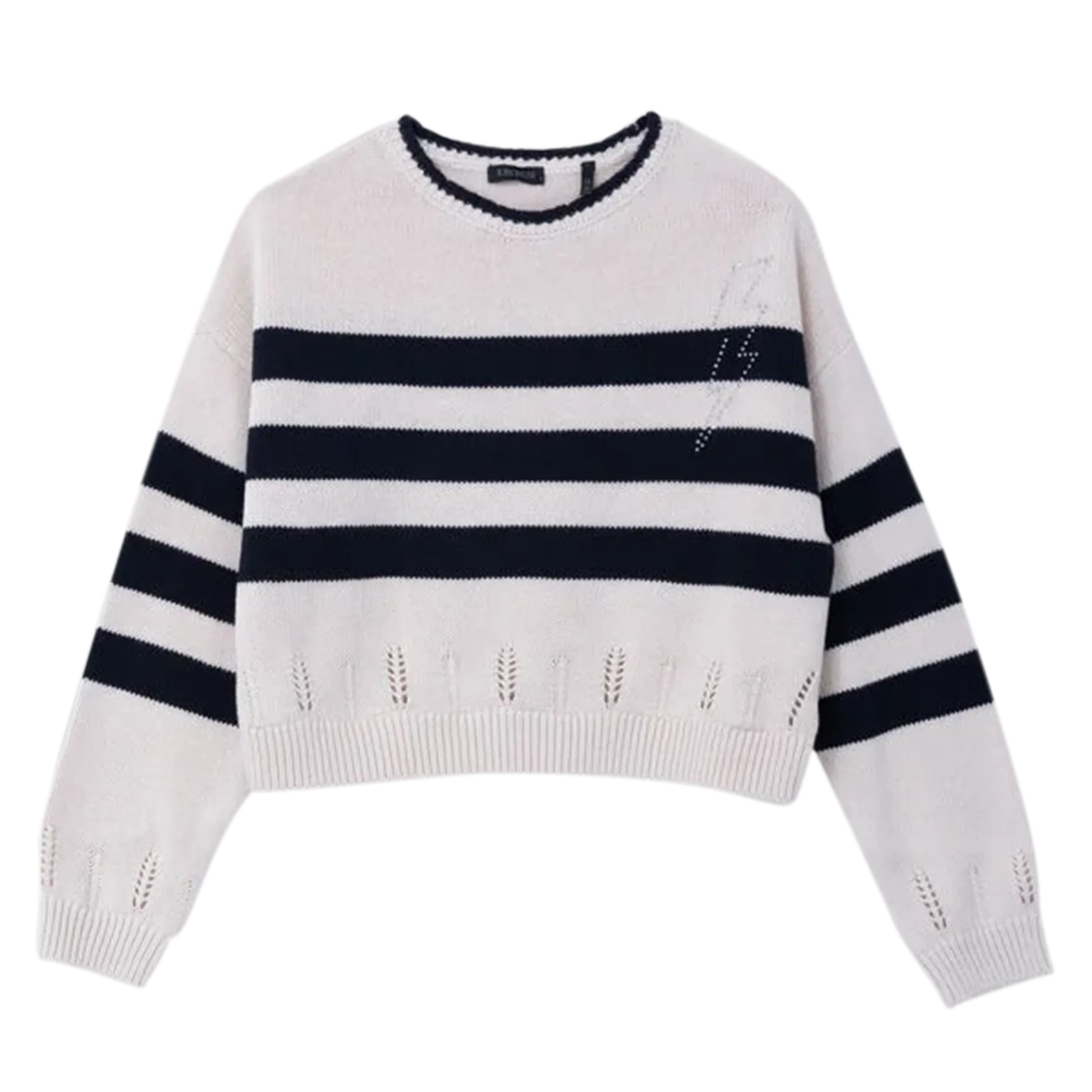 Pull ample rayé en coton Blanc