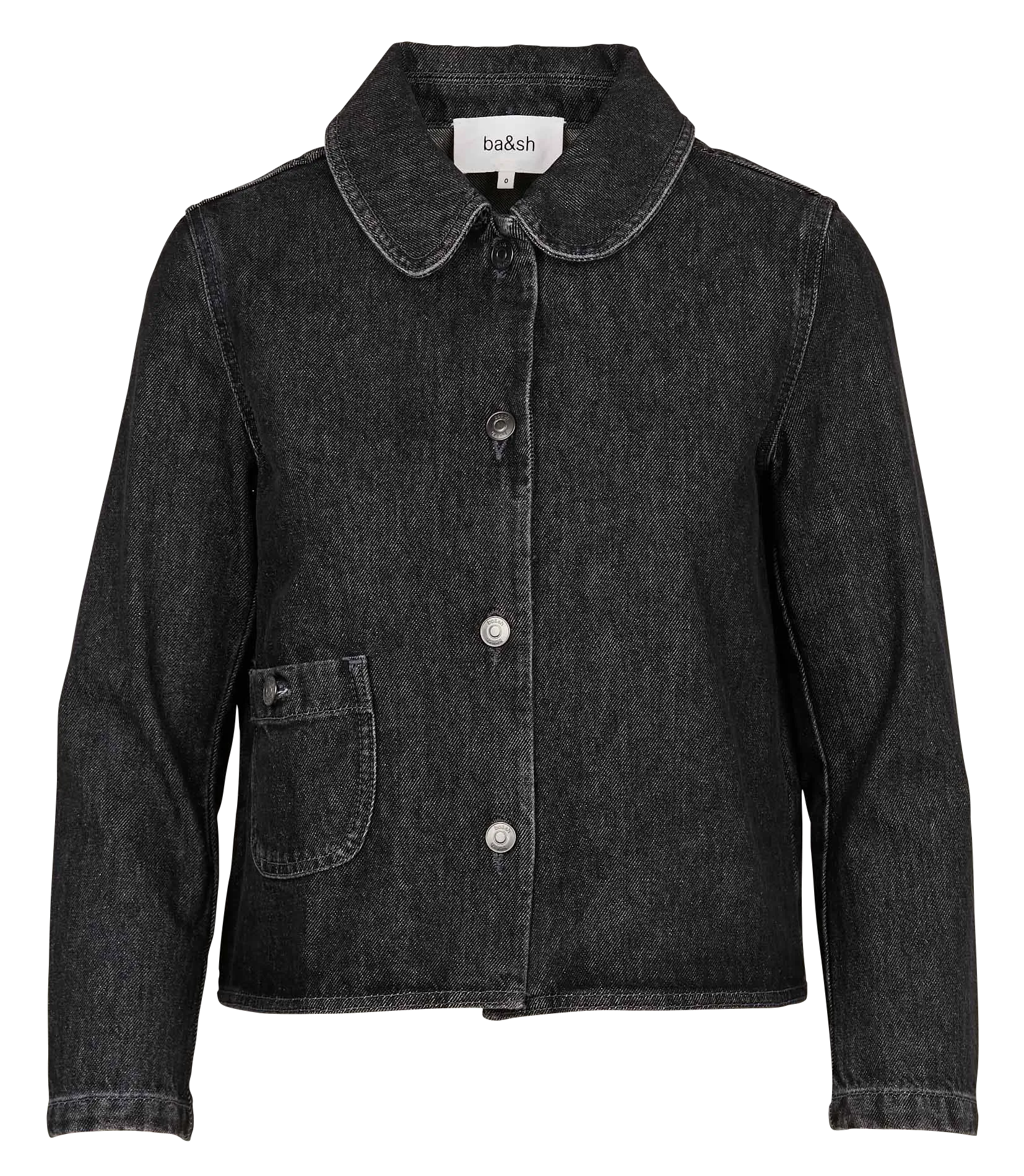 Veste col claudine droite en coton Noir MINY