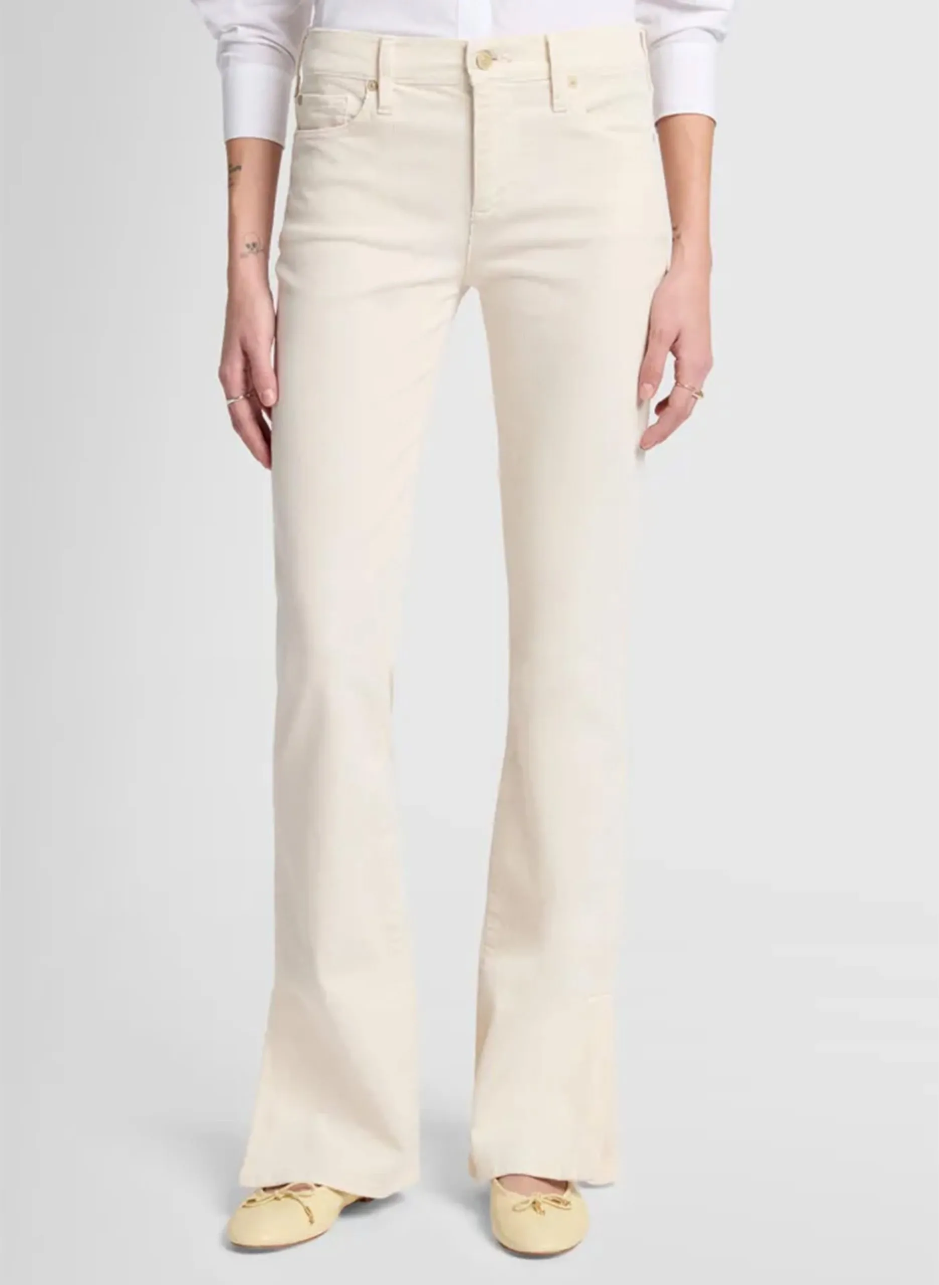 Jean boot-cut en coton mélangé Blanc BOOTCUT CORDUROY