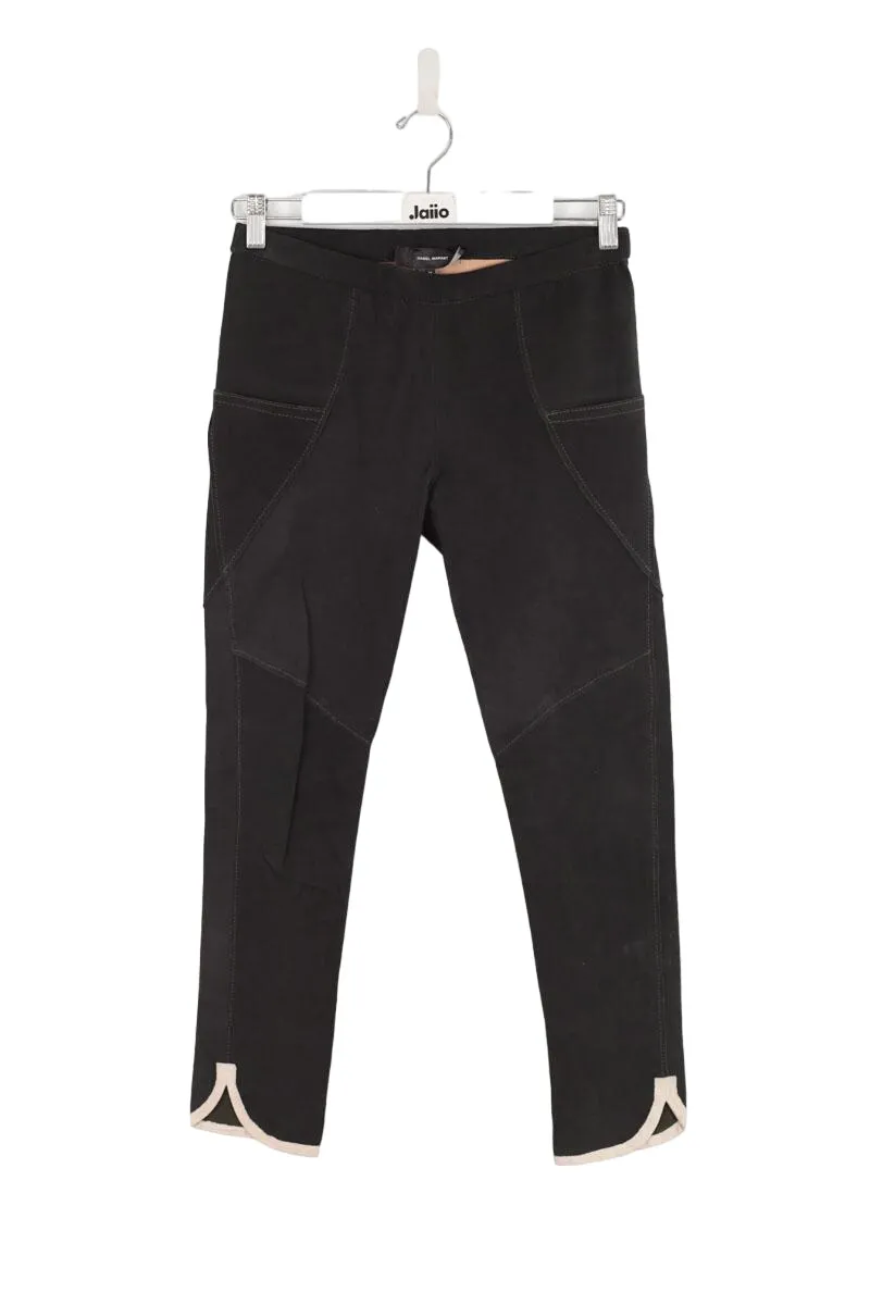 Pantalon slim en cuir Noir
