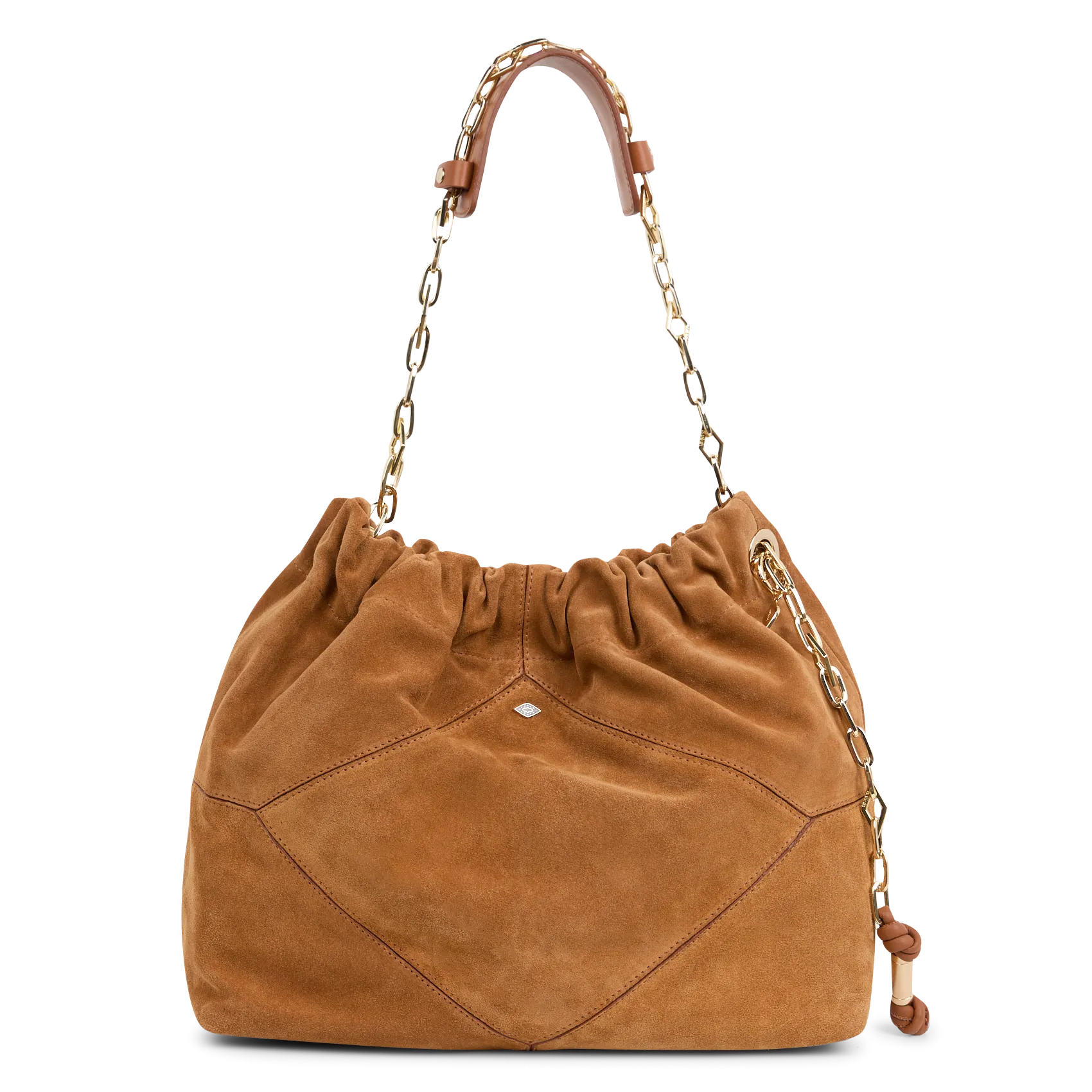 Sac bandoulière tote en cuir velours Marron JUNE TOTE