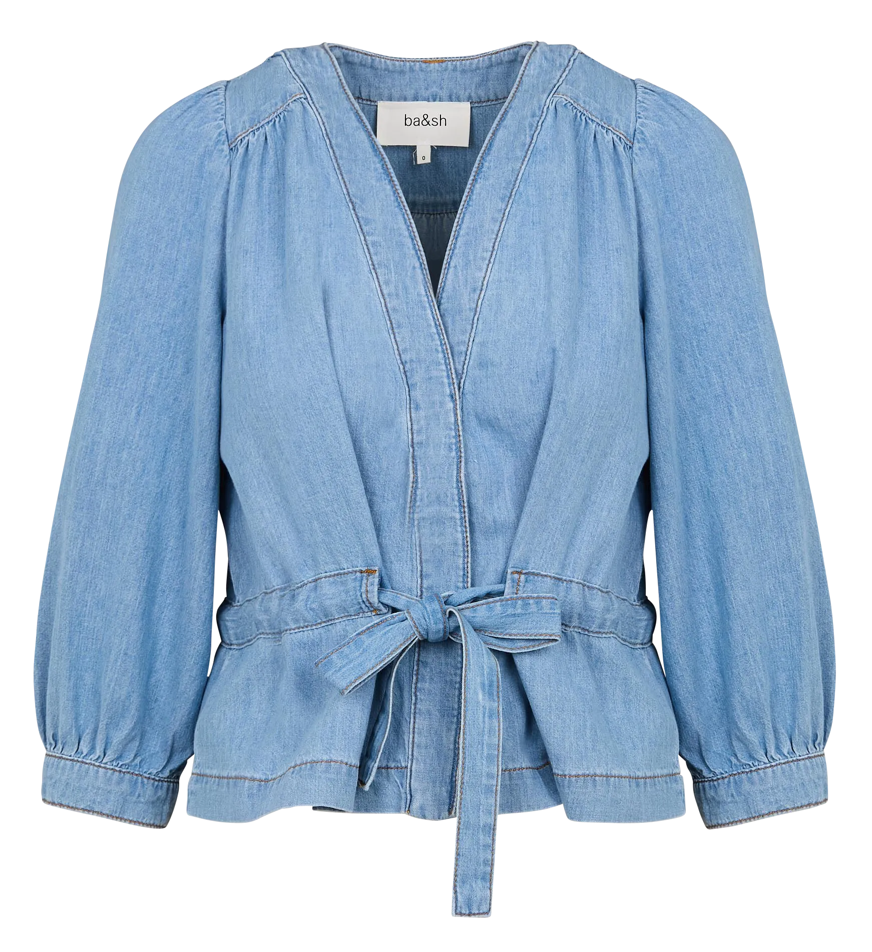 Top col V droit en coton Bleu LAVINA