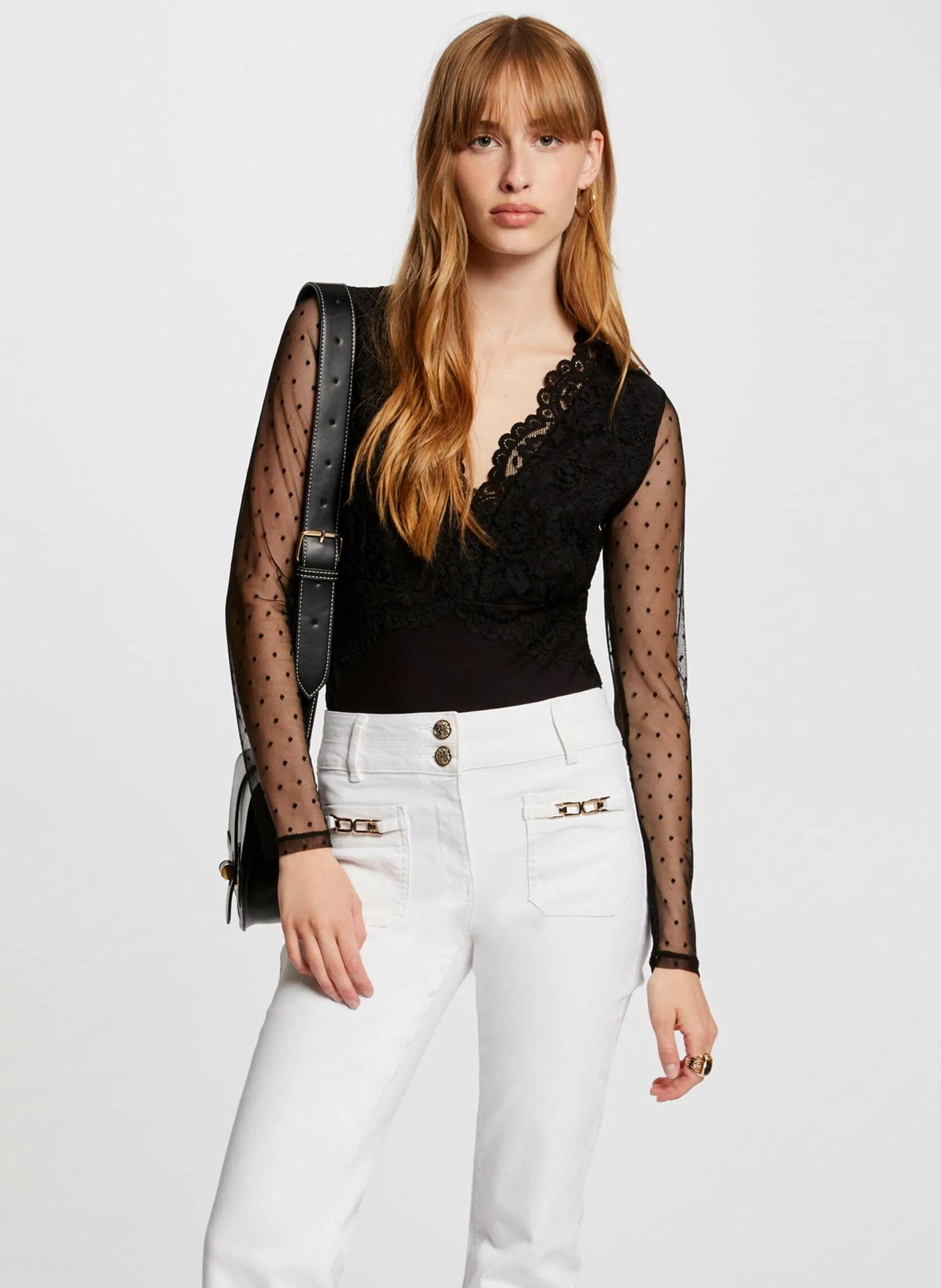 Body manches longues en dentelle Marron 242-TIRIVA