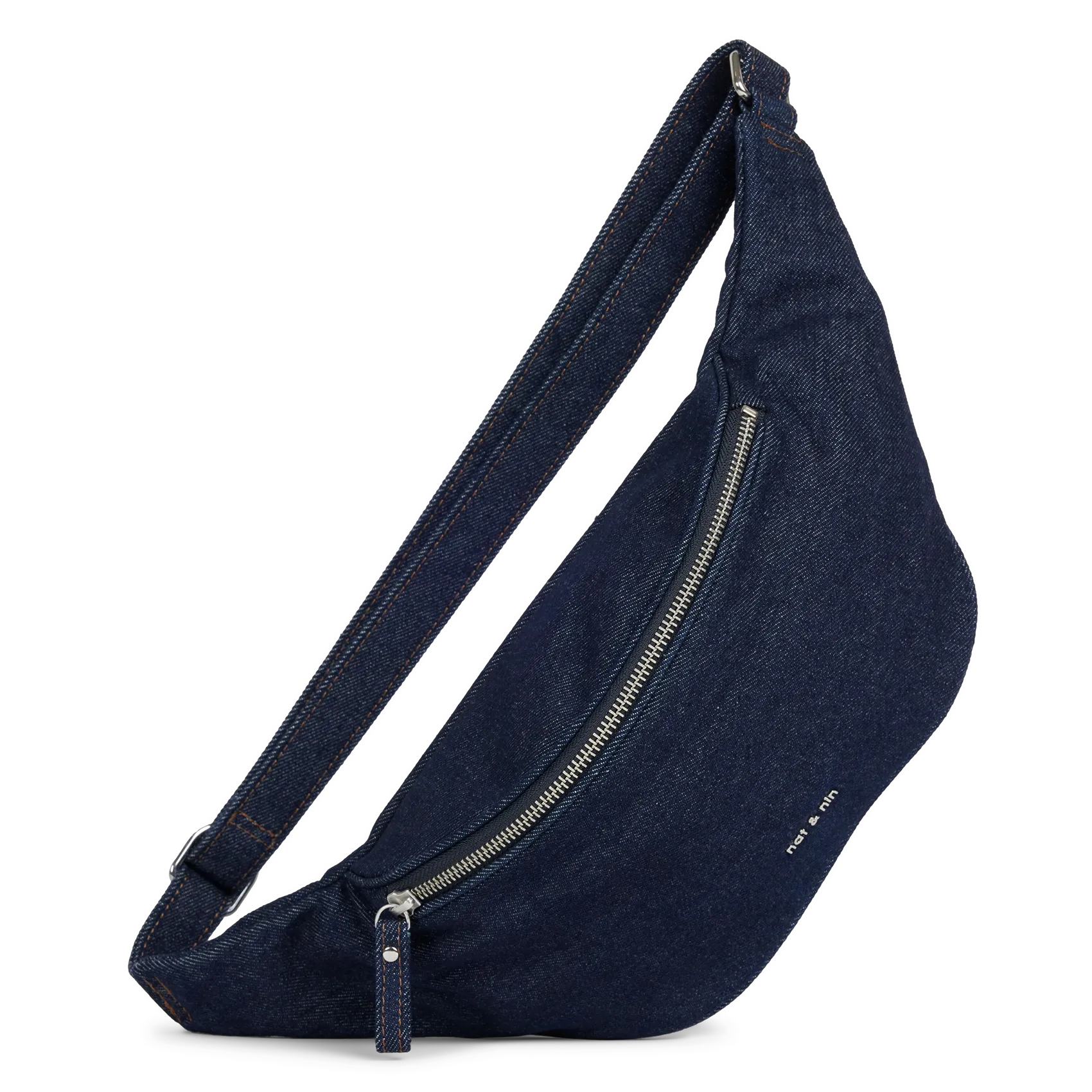 Sac banane en denim de coton Bleu TRACY