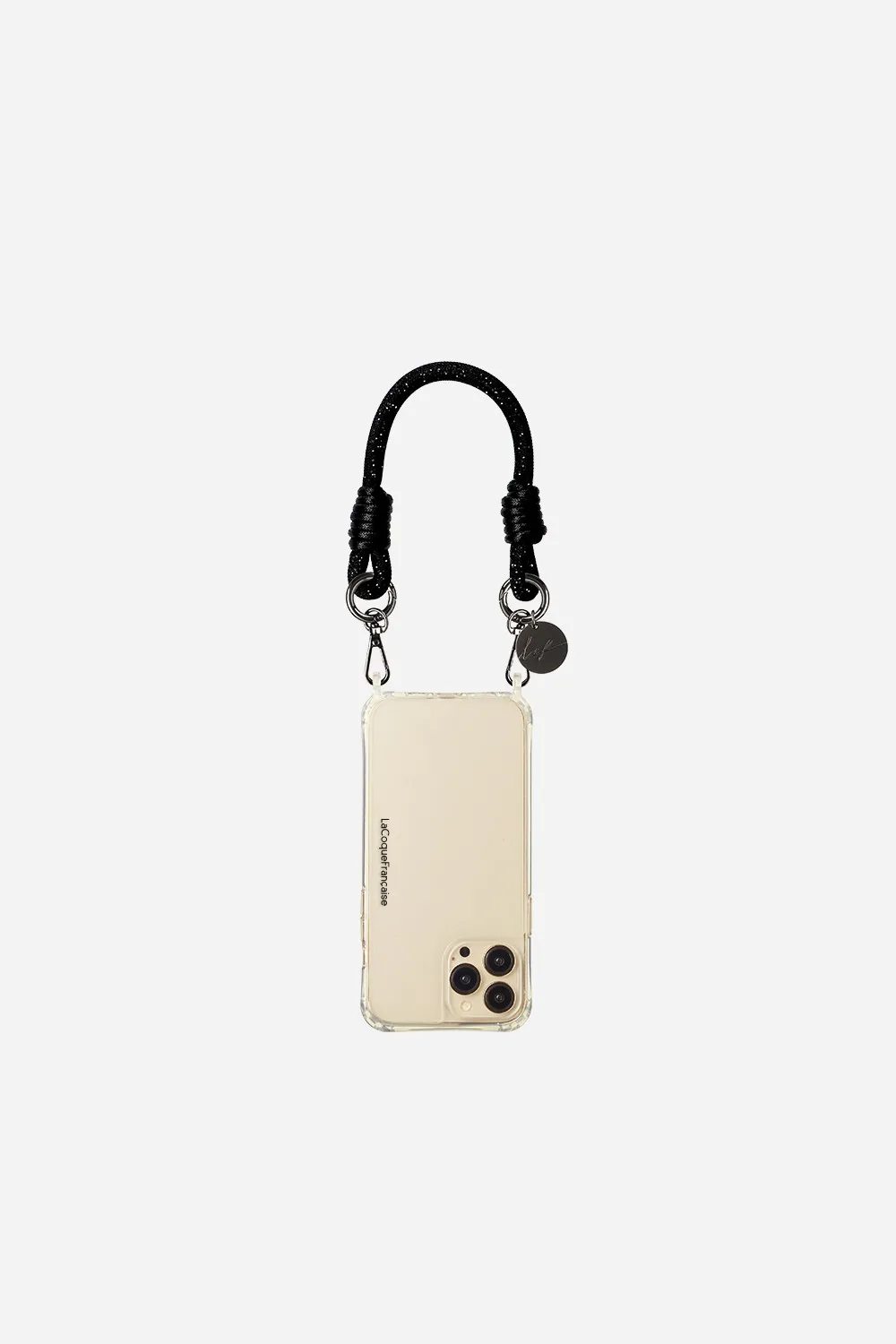 Cordon de téléphone court en strass Noir EVAN