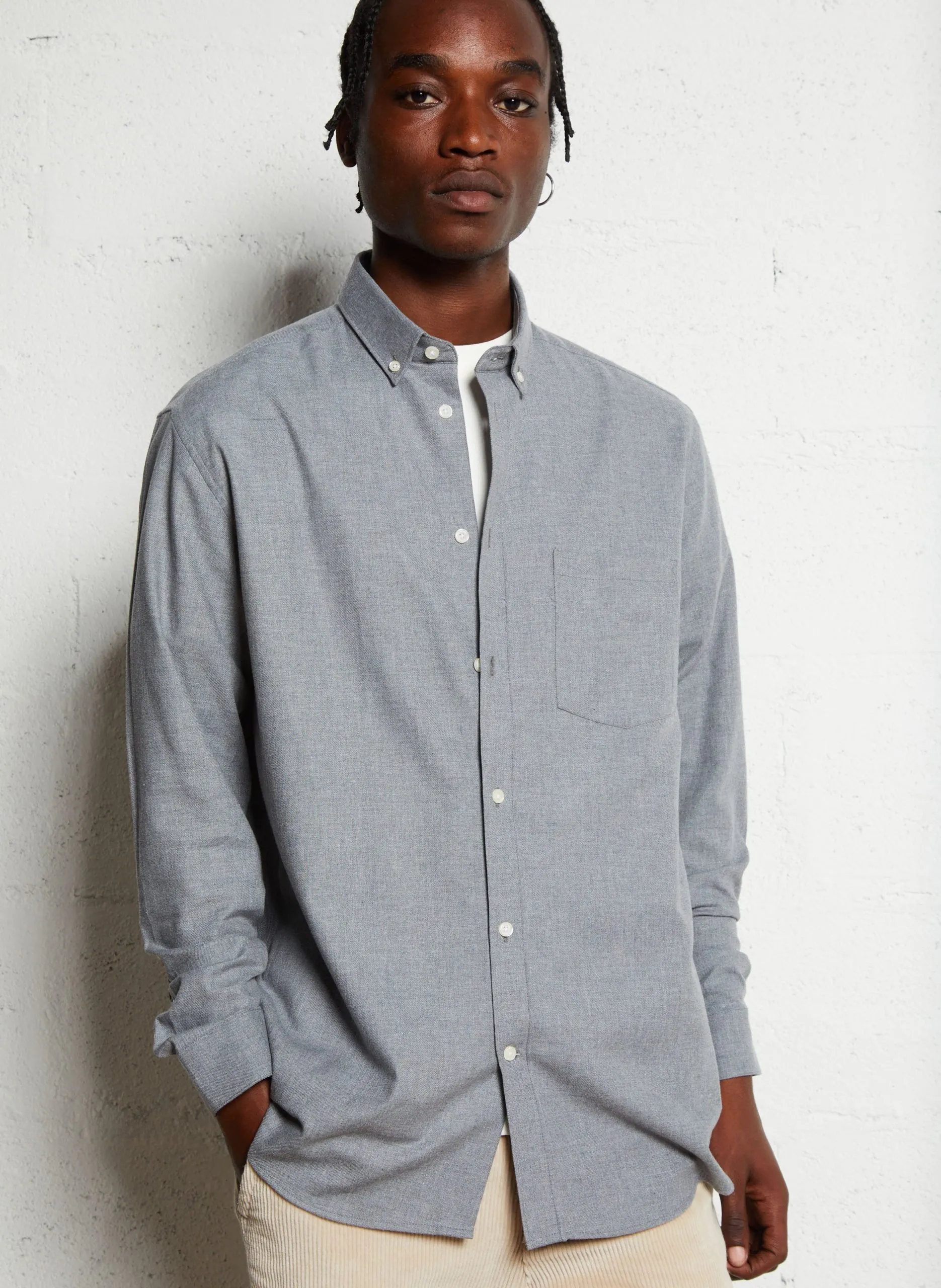 Chemise regular en coton Gris CLANNEL