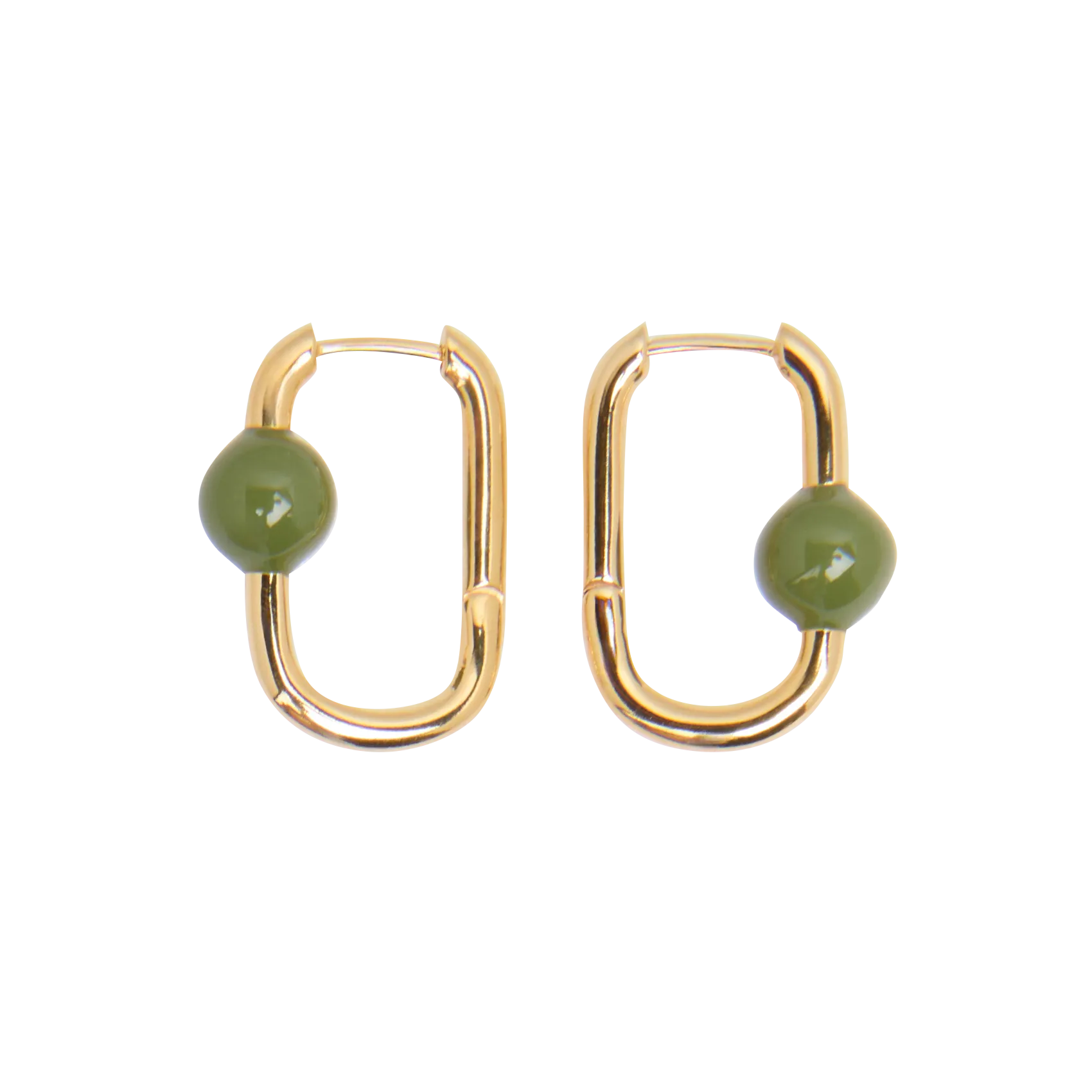 Boucles d'oreilles rectangles à perles Vert GEORGINA