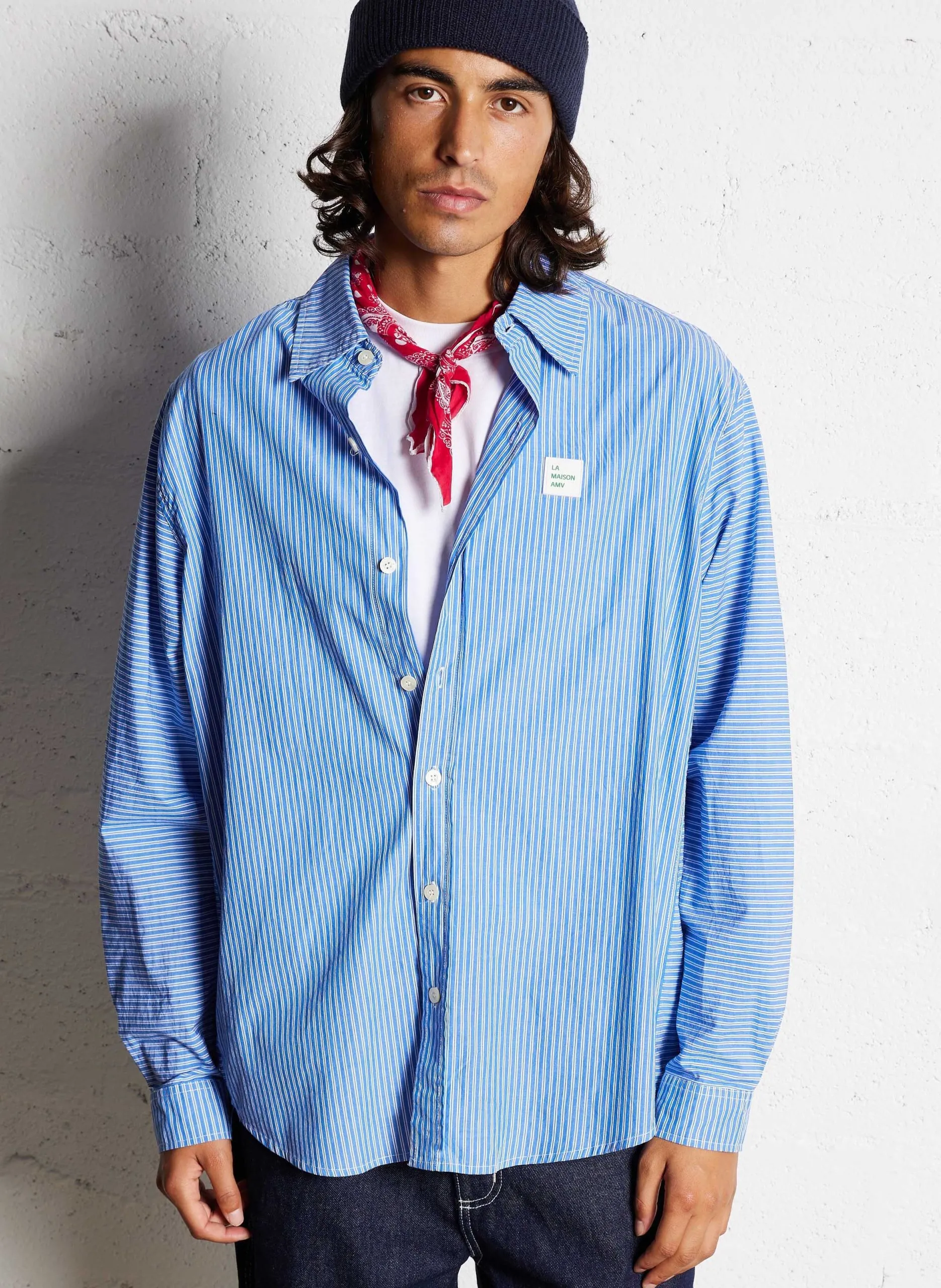 Chemise oversize rayée en coton Bleu ZATYBAY