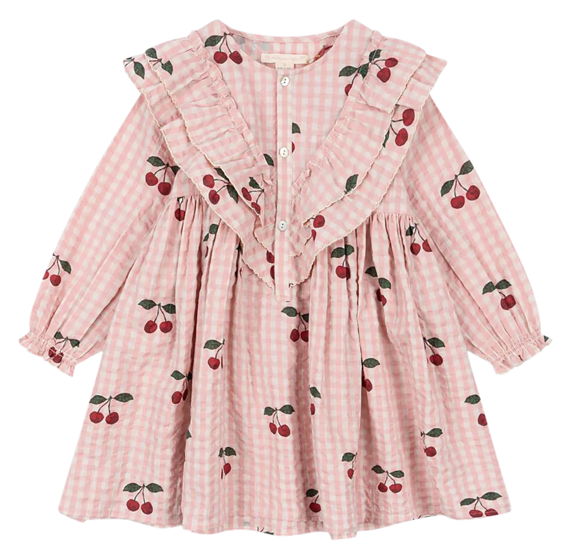 Robe courte à volants en coton bio Rose KIM