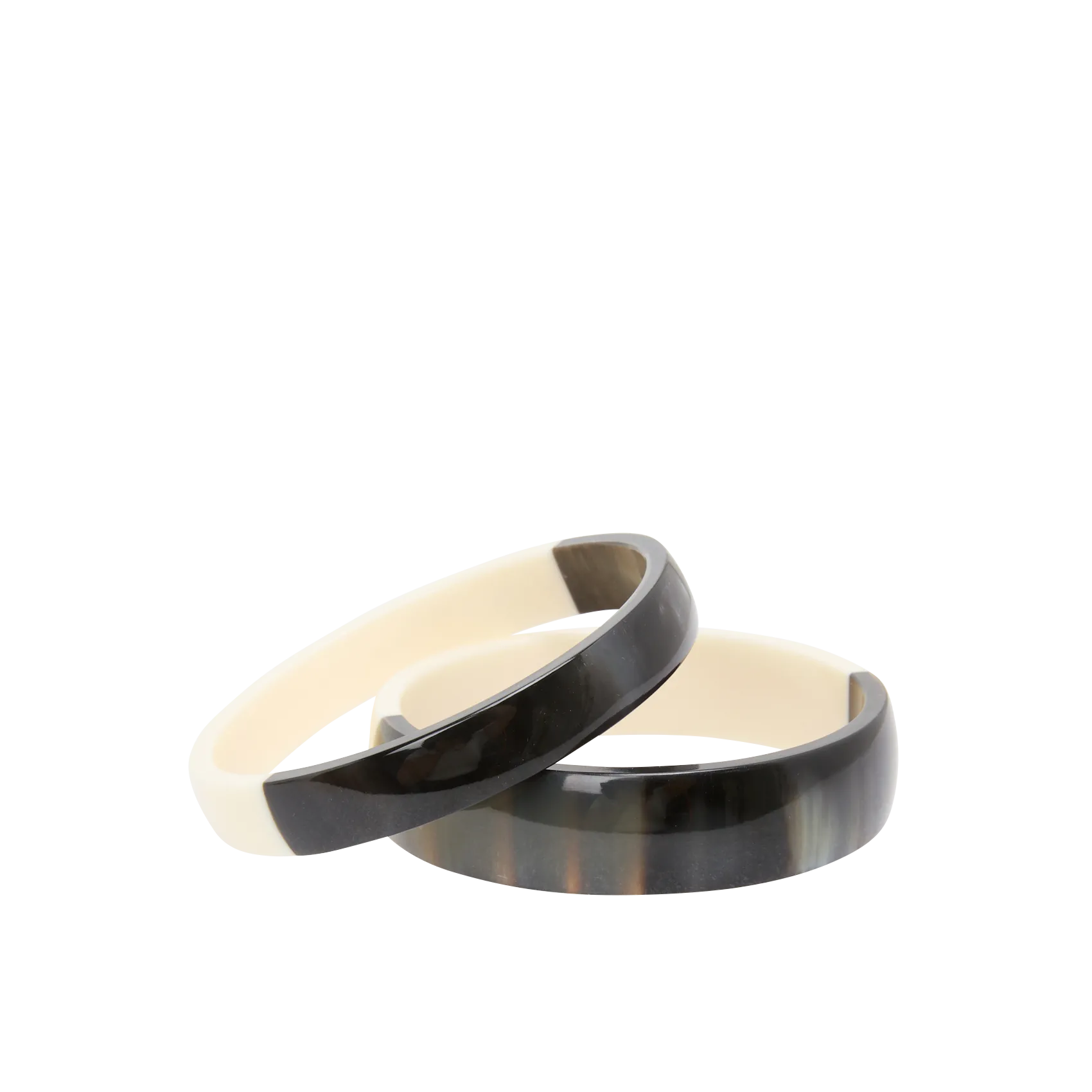 Set de deux joncs arrondis bi-matière Blanc MAYSON