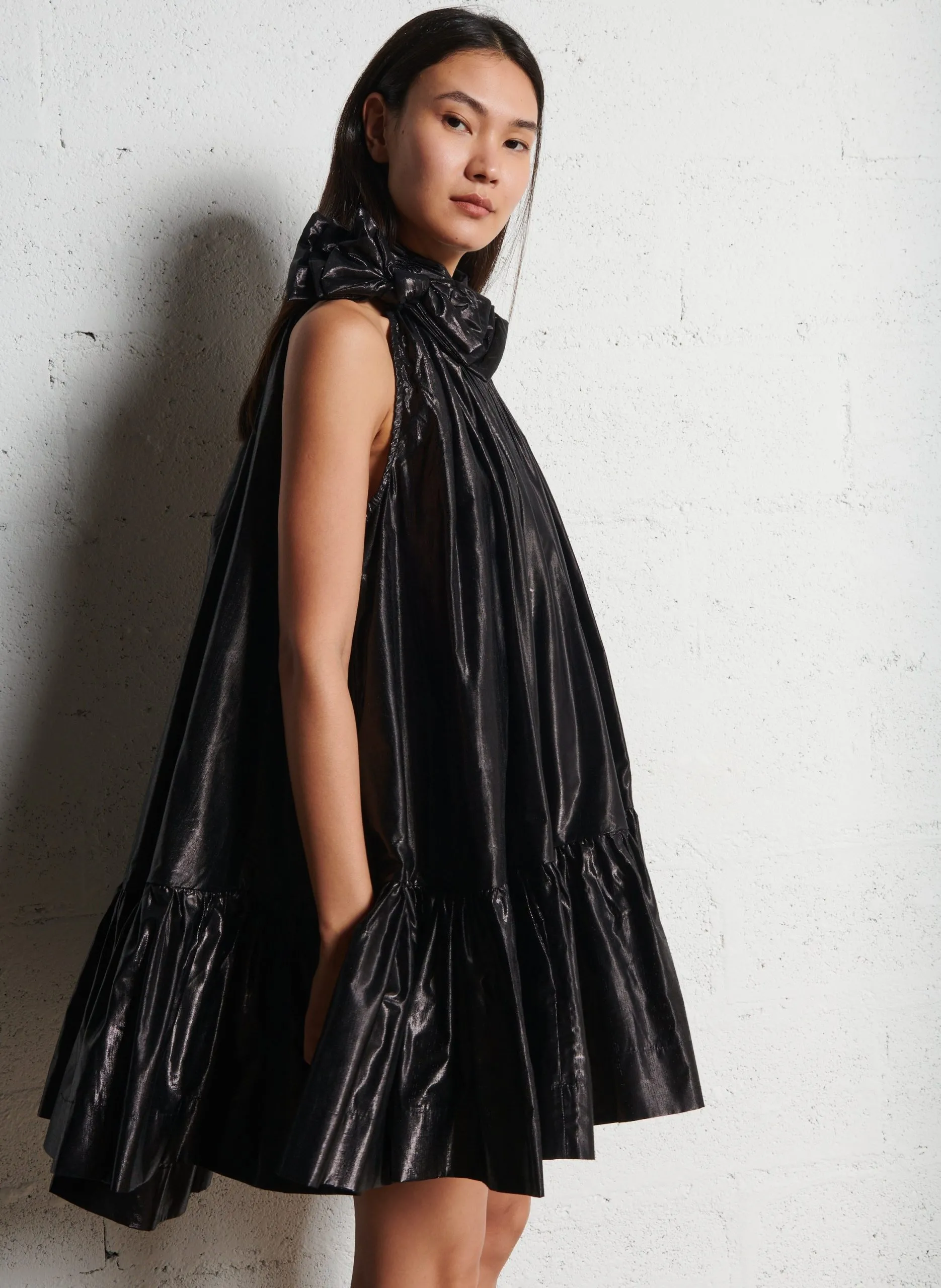 Robe courte babydoll métallisée Noir VENUS