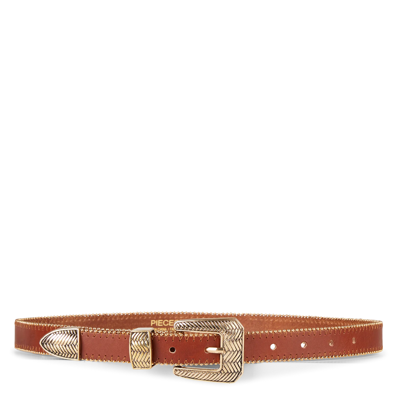 Ceinture à clous en cuir Marron RIKKA