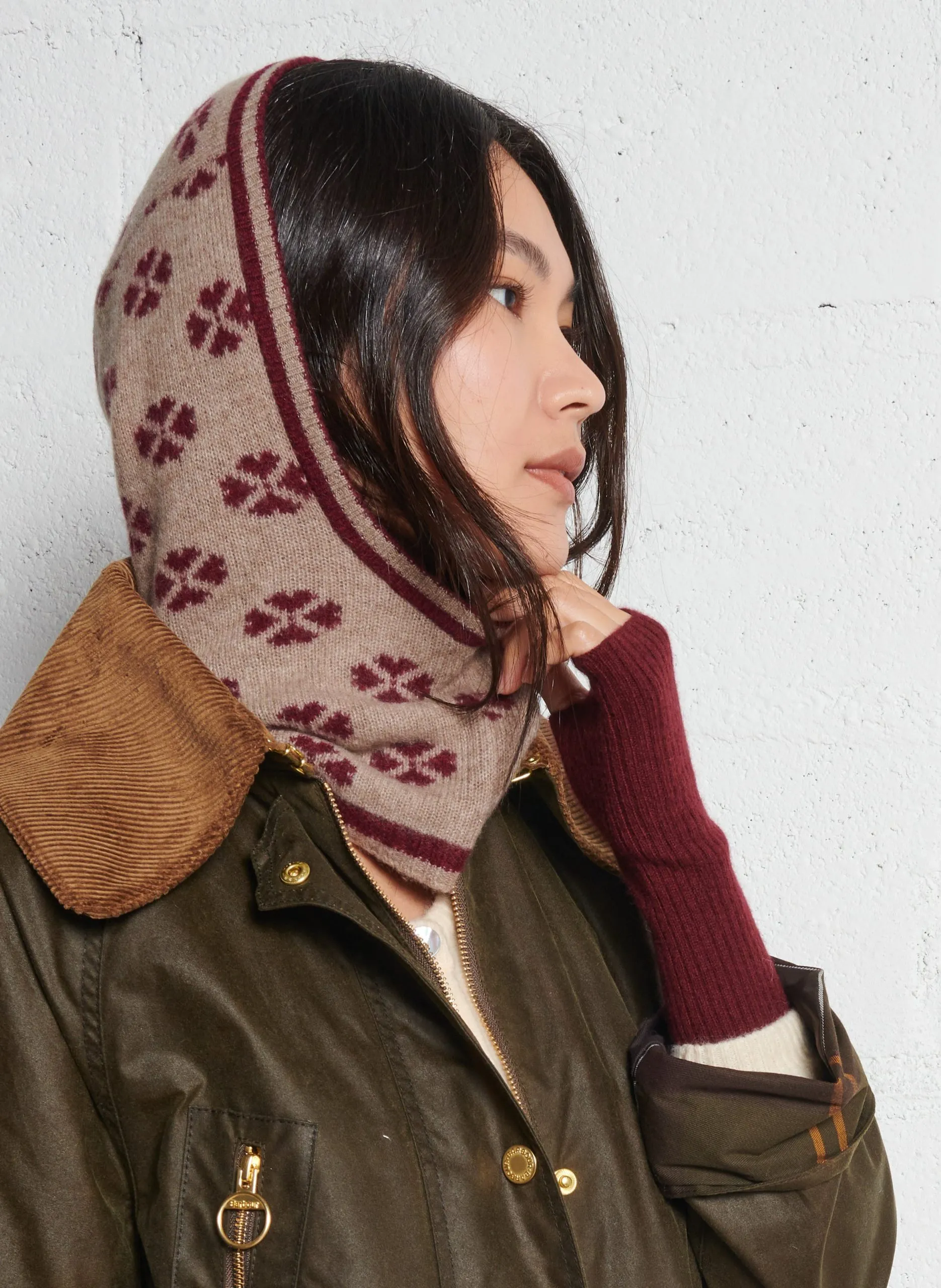 Cagoule imprimée en cachemire Beige