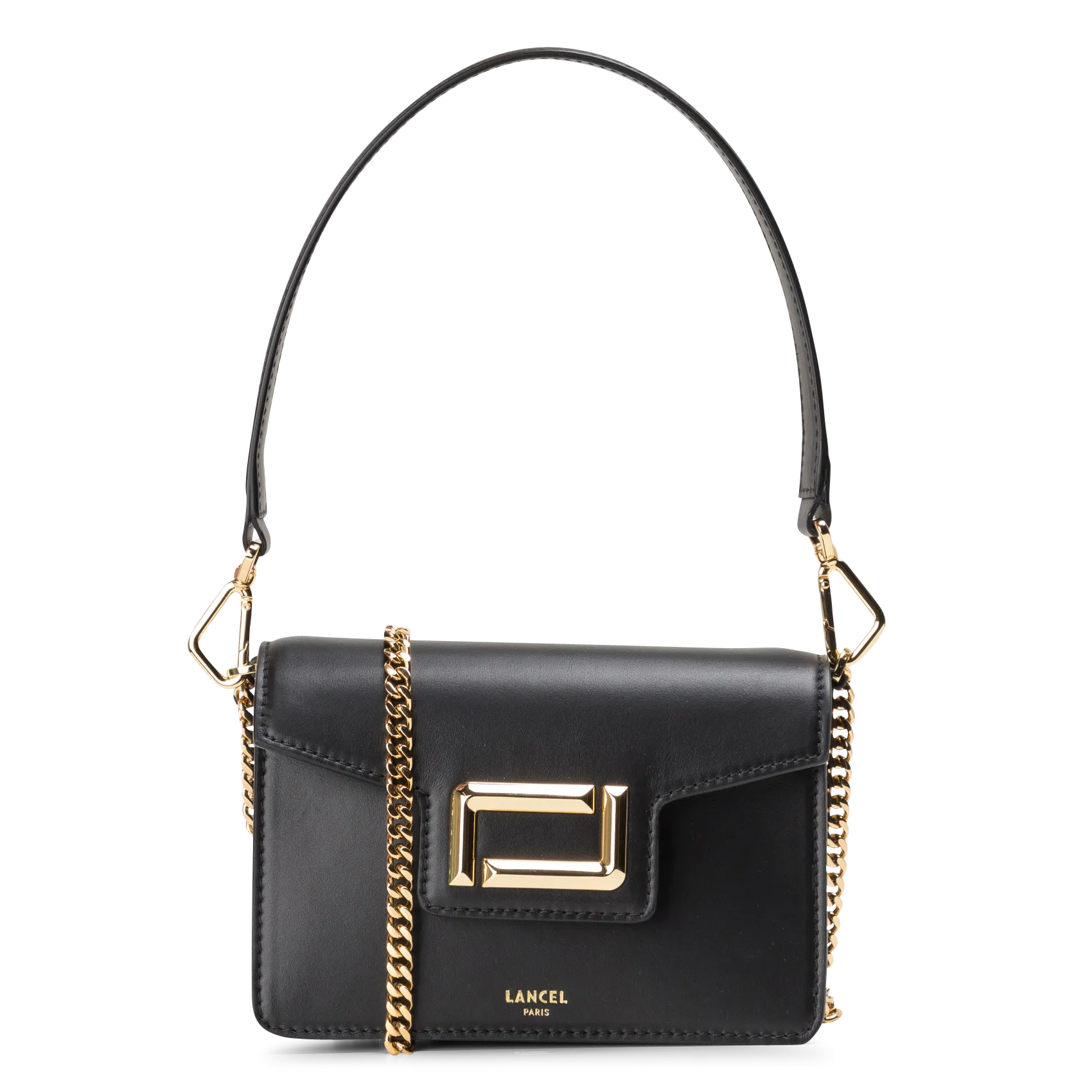 Mini sac bandoulière à rabat en cuir Noir ANGELE MINI