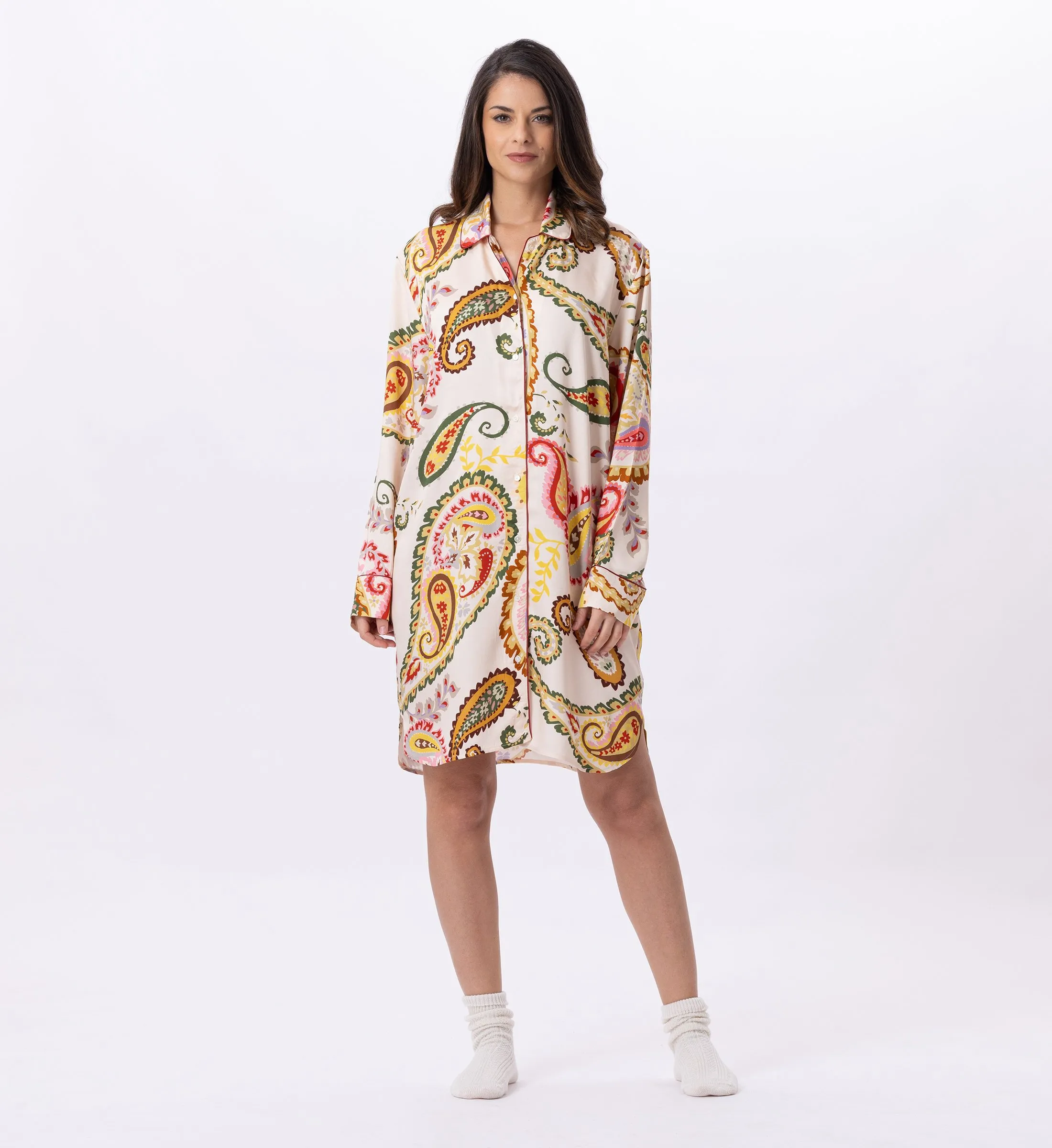 Chemise de nuit boutonée en viscose Multicolore ALLEGRA 805