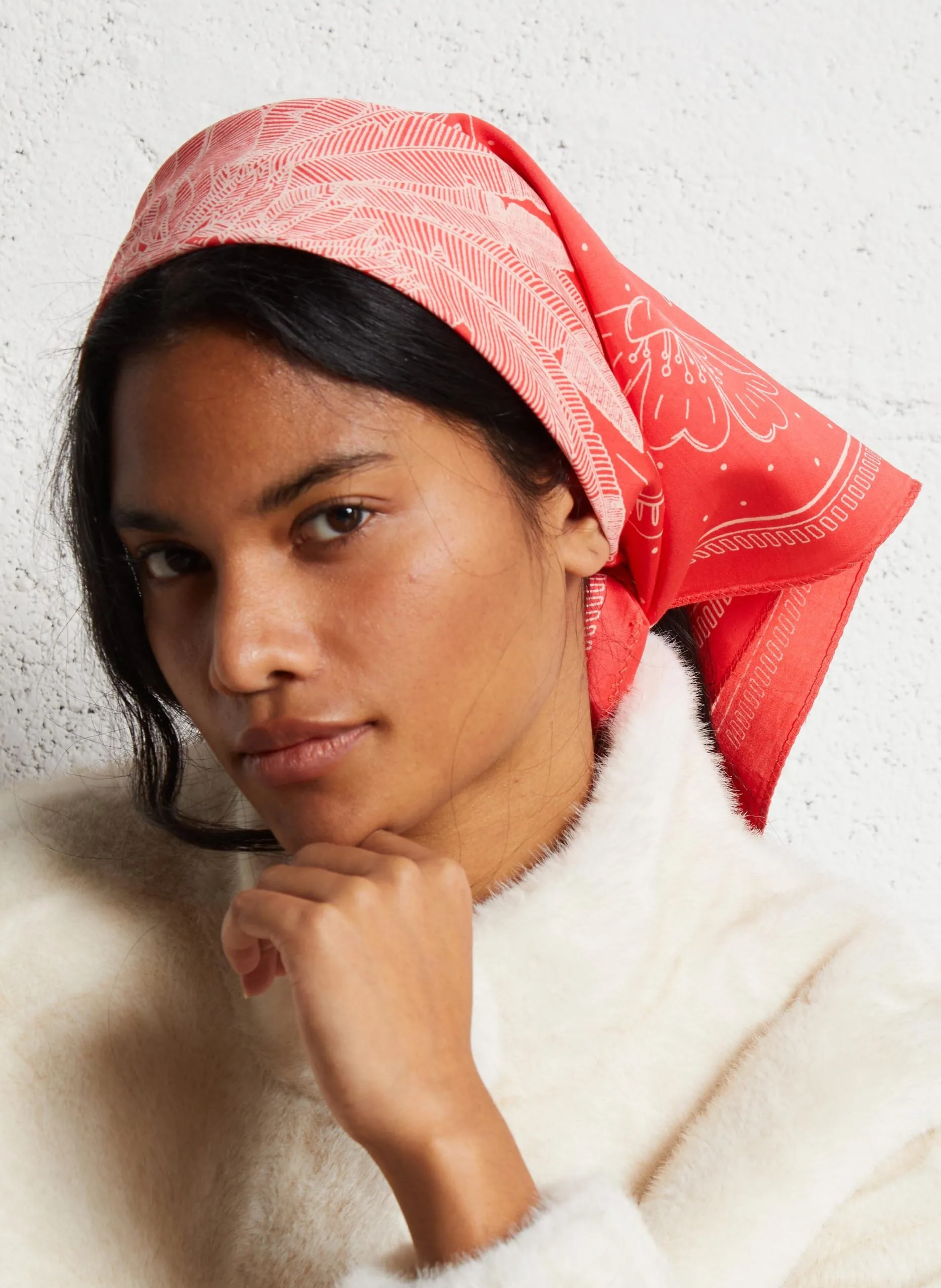 Foulard imprimé en coton Rouge PALIKA