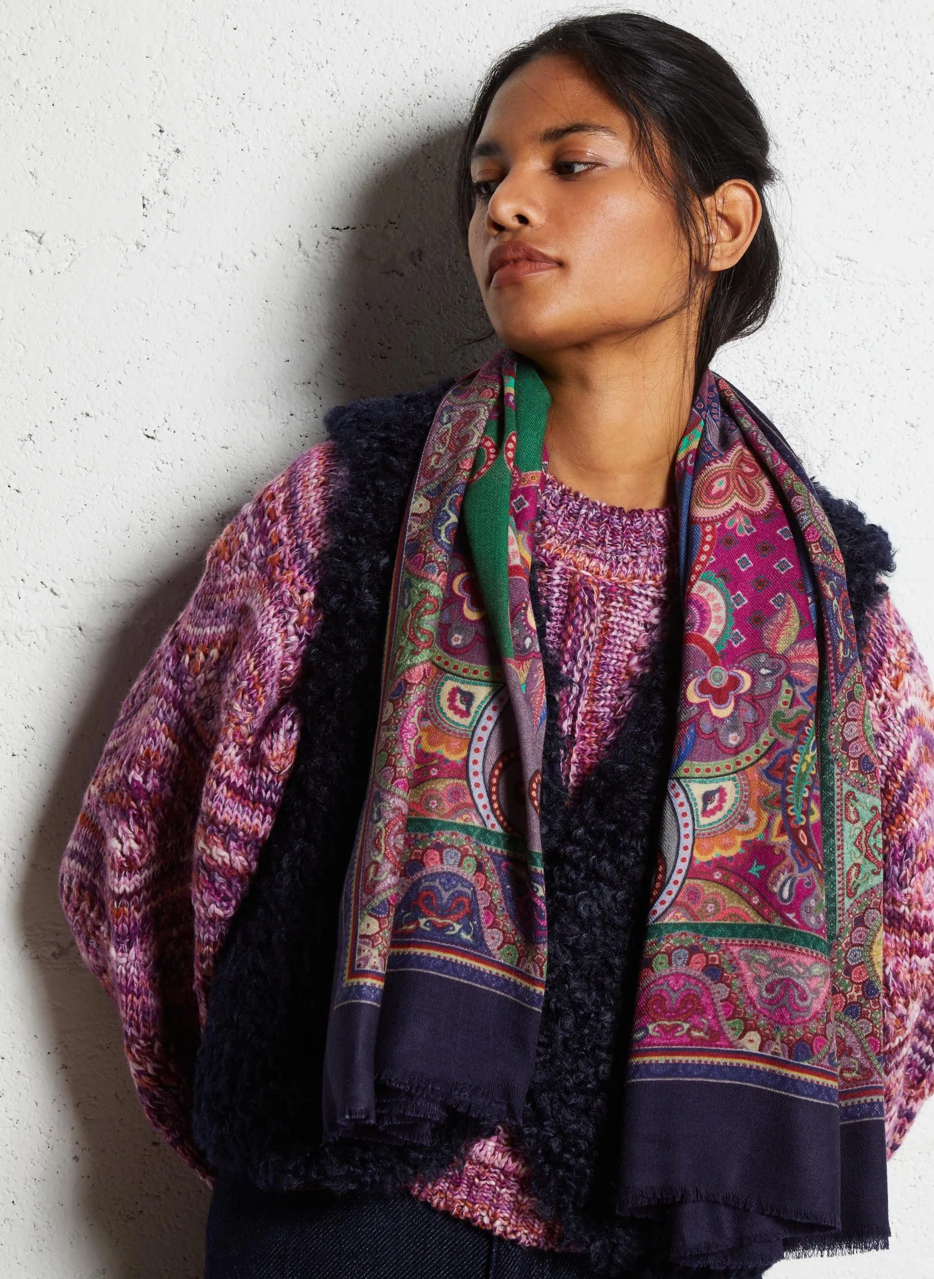 Foulard imprimé en laine mélangée Rouge EDMA