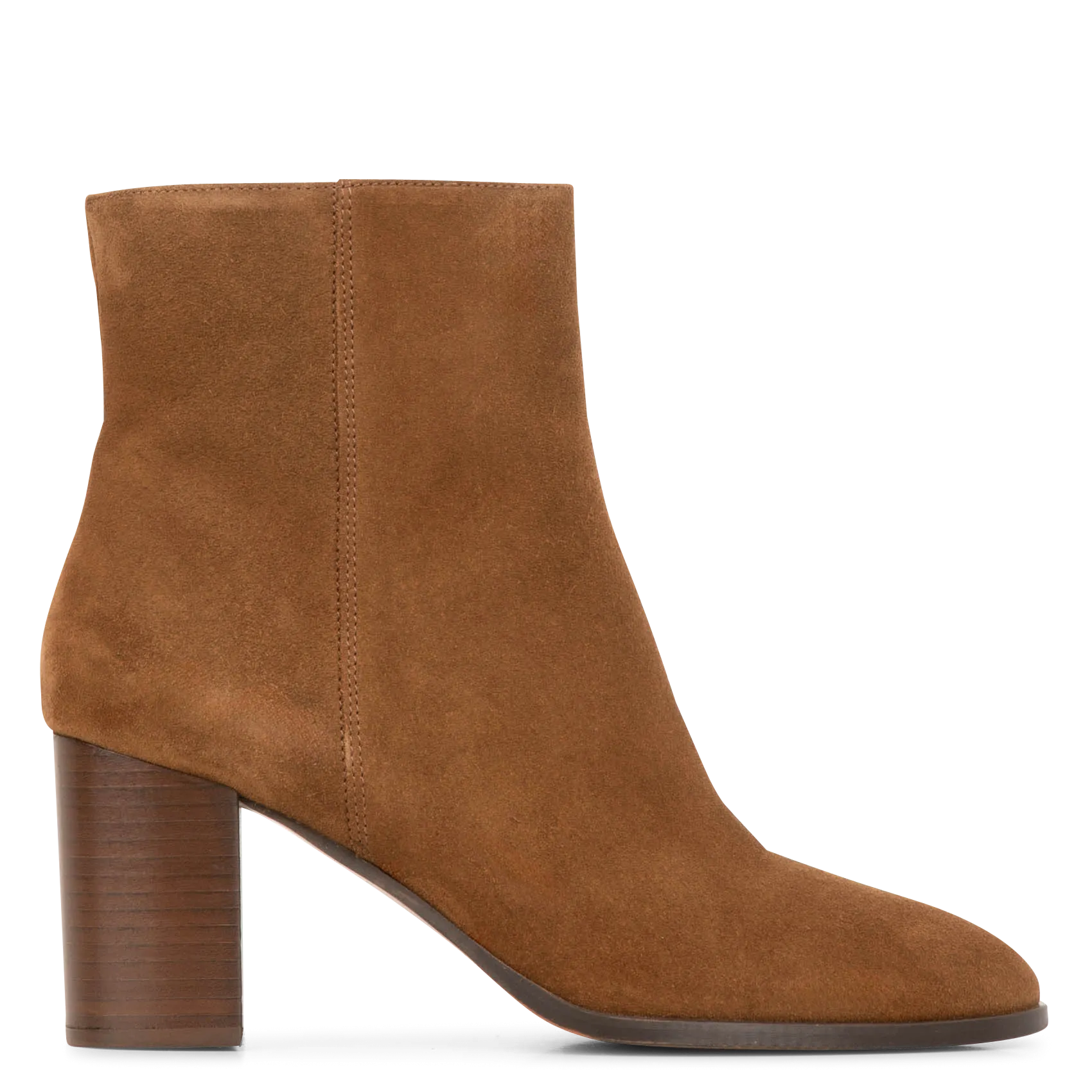 Bottines bout rond à zip en cuir velours Marron ALI