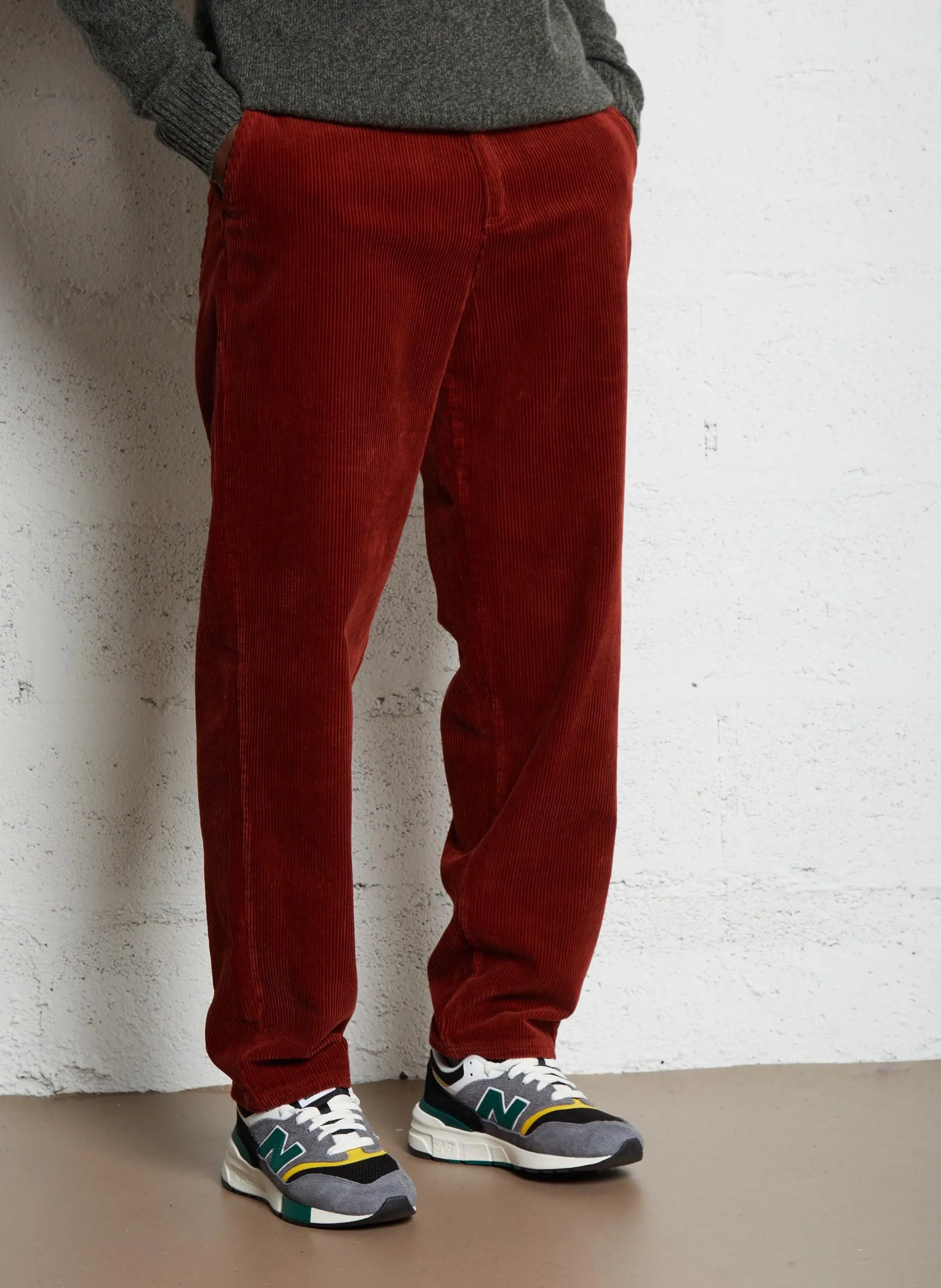 Pantalon droit en velours côtelé Rouge KODY HEAVY