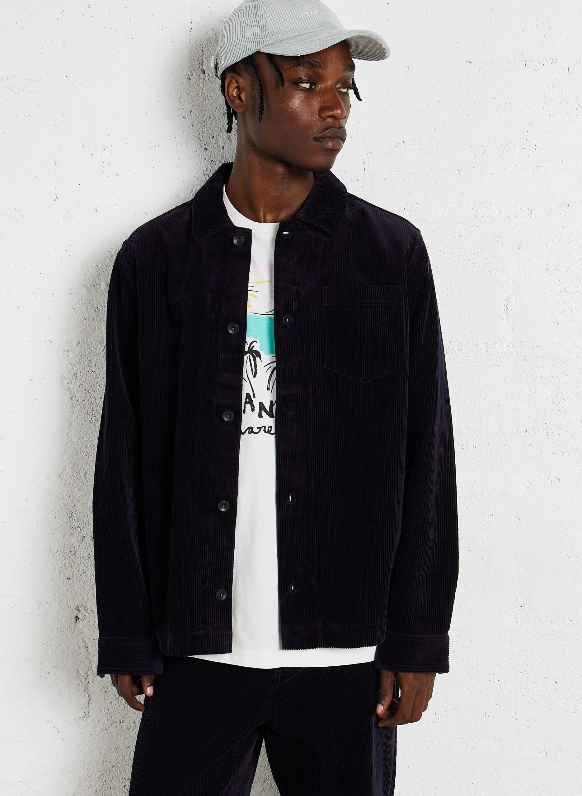 Surchemise col classique en coton Bleu LAYTON