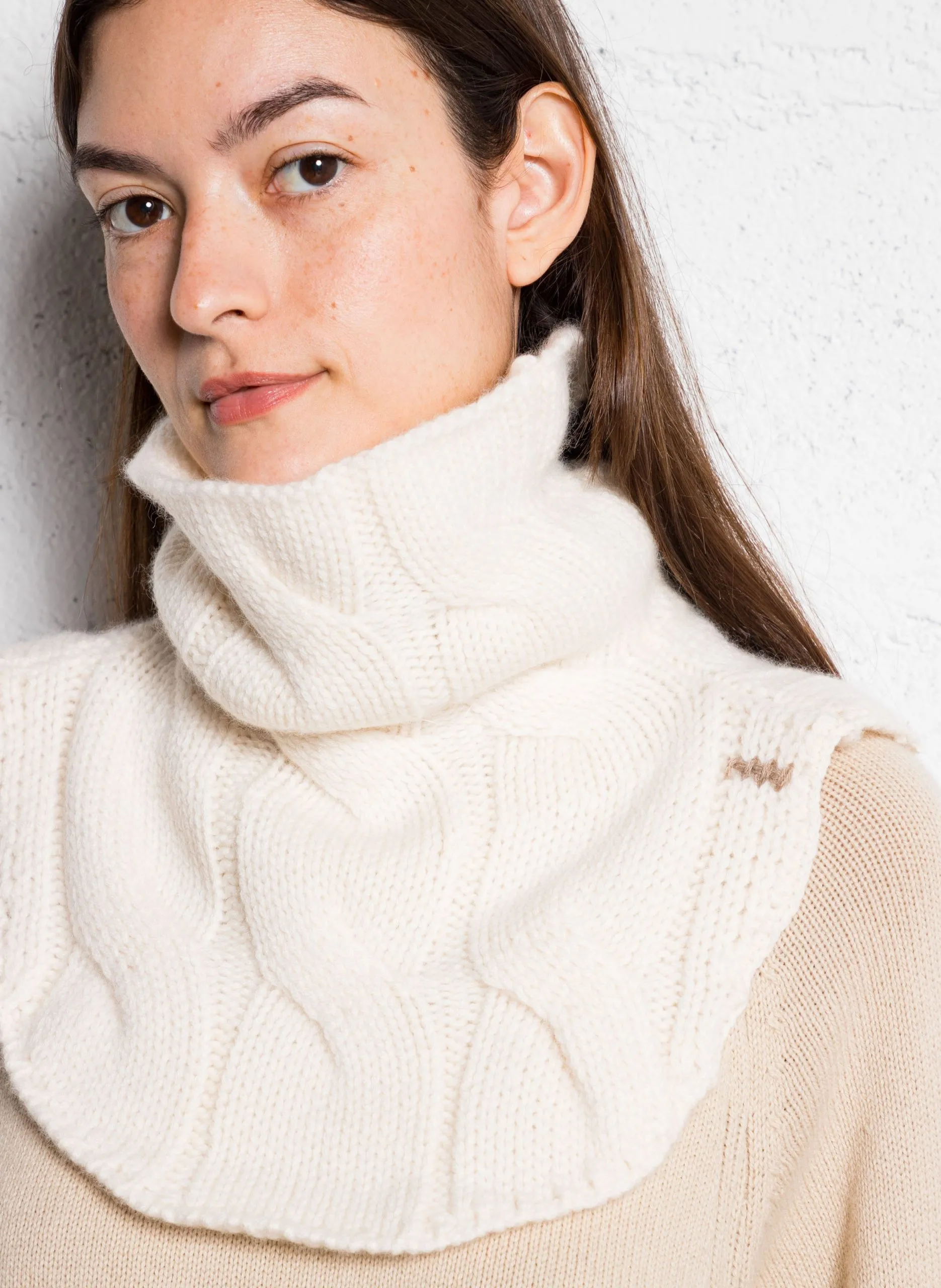 Col cache cou en cachemire Blanc