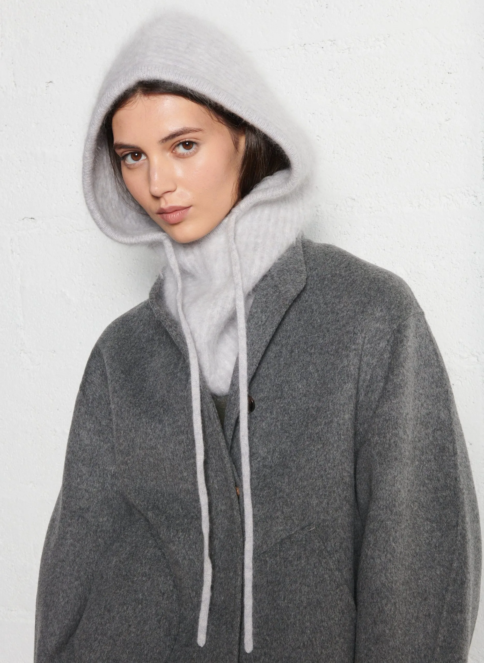 Cagoule en cachemire Gris SYBEL FLUFFY