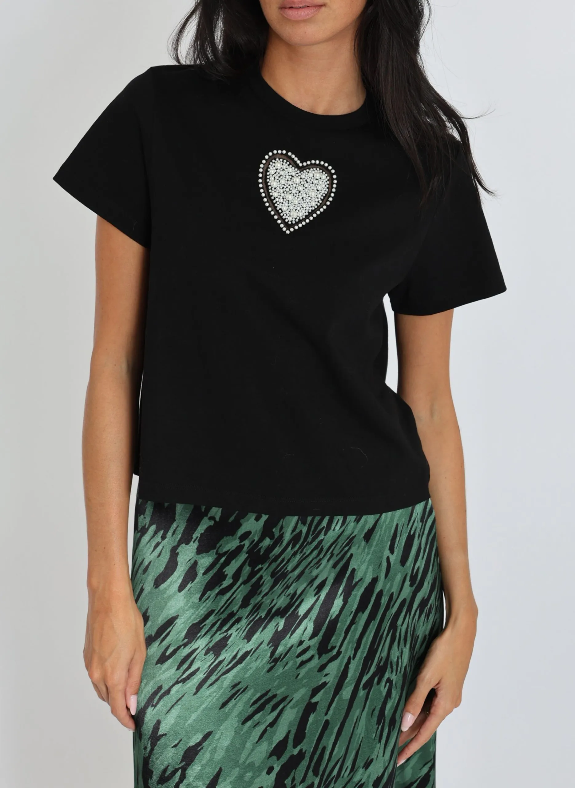 Tee-shirt col rond en coton Noir NINA