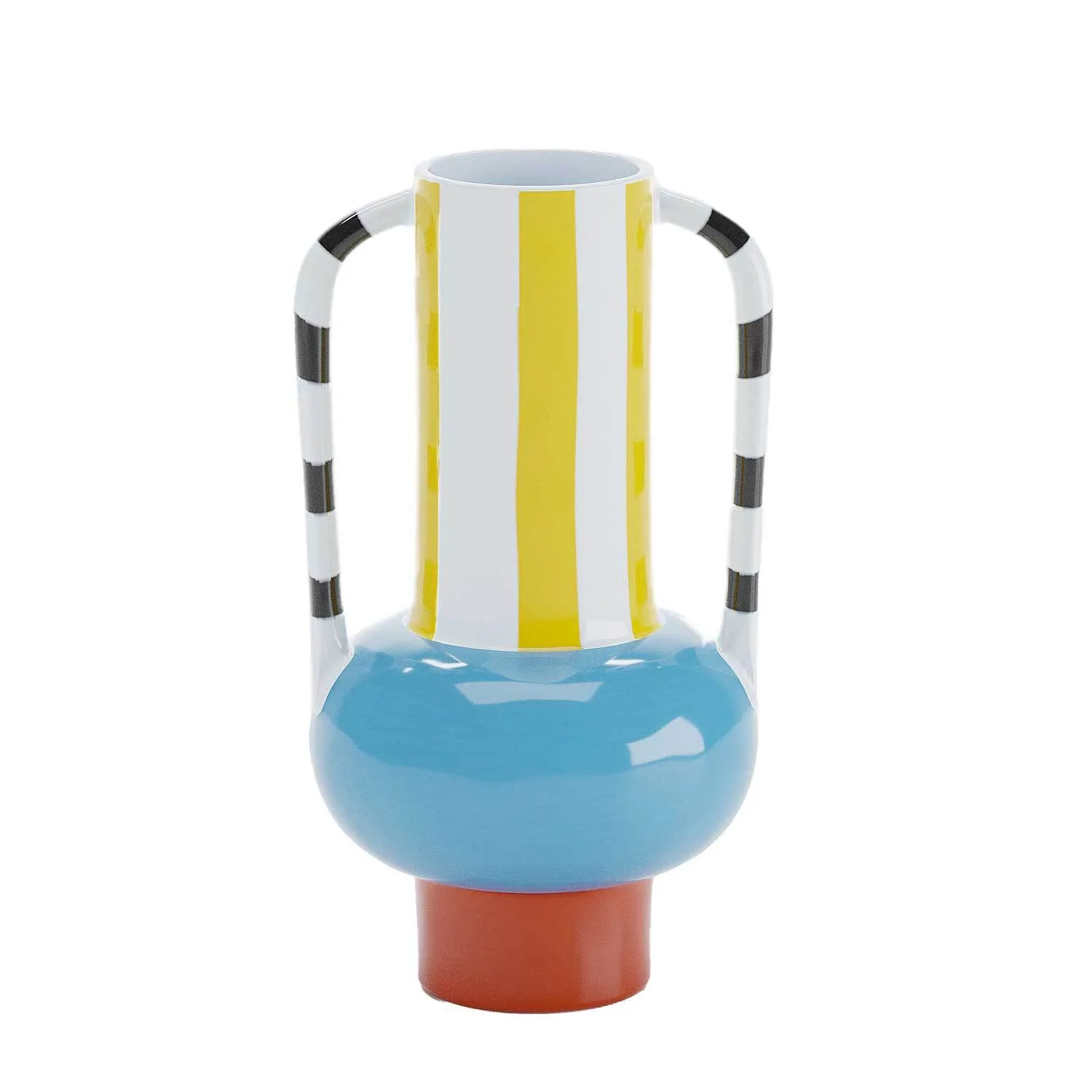 Vase décoratif en céramique rayée avec poignée Multicolore CASSIS