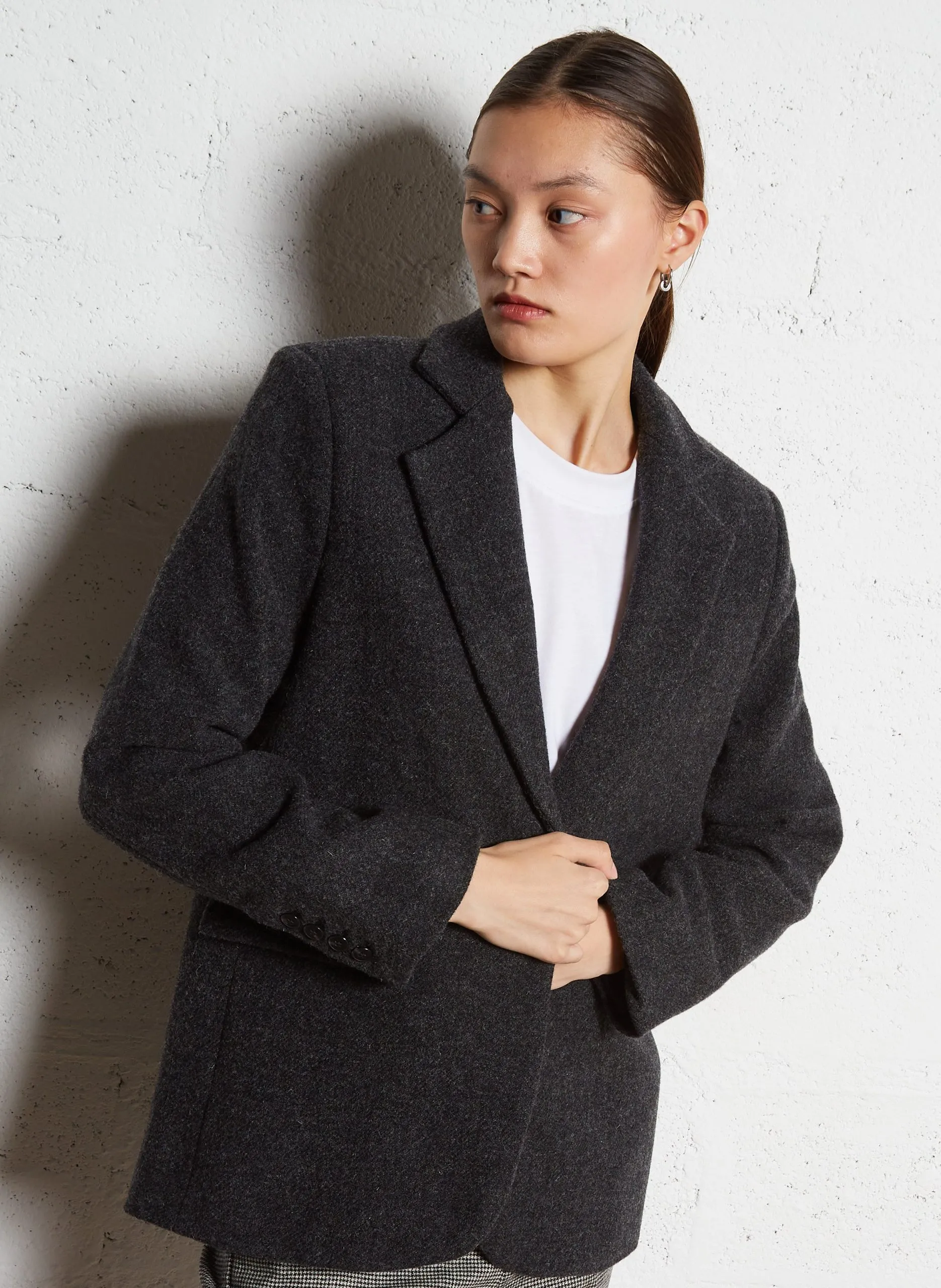 Veste de tailleur droite en laine Gris IRVING