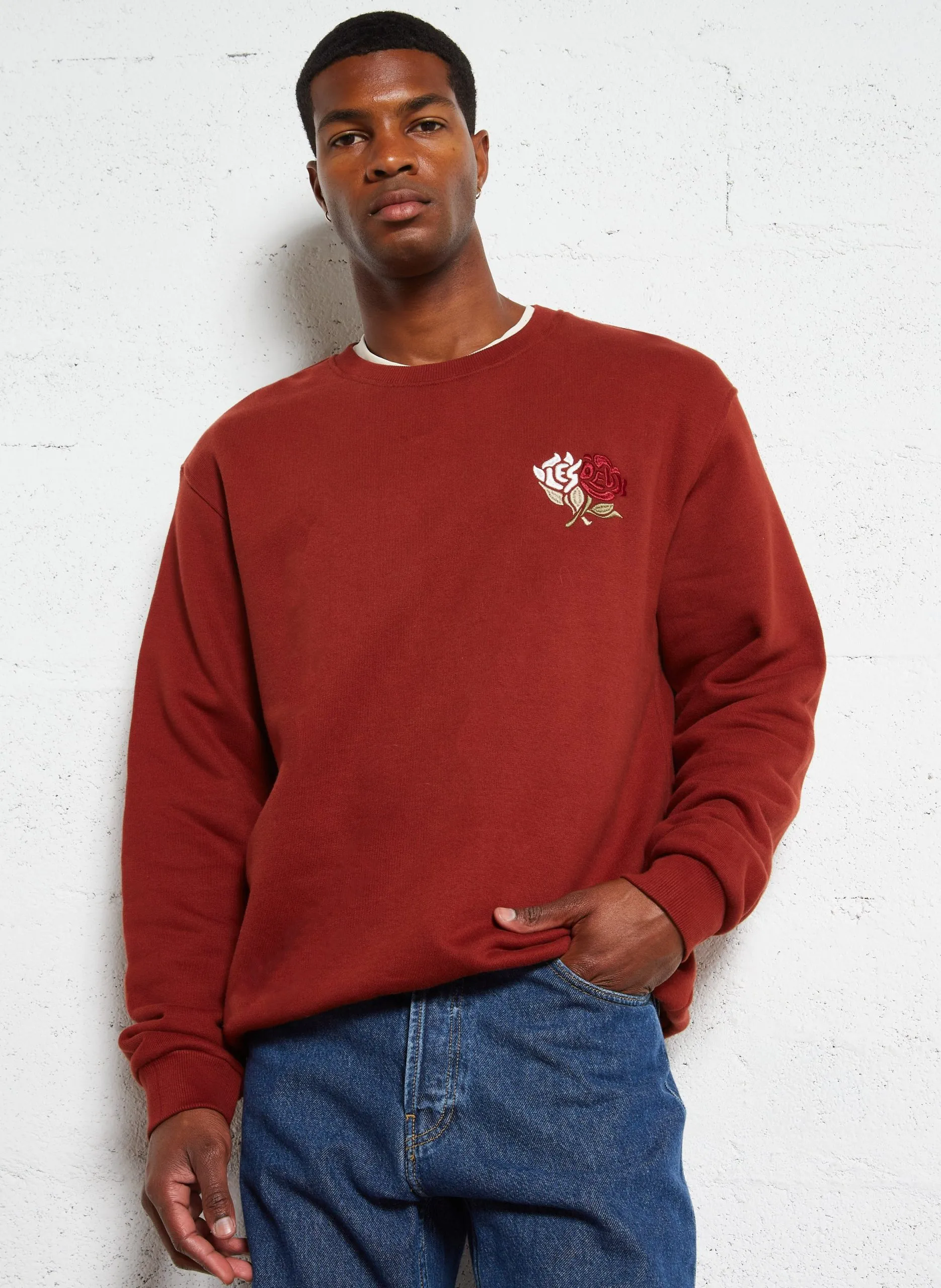 Sweat oversize col rond en coton Rouge FELIPE