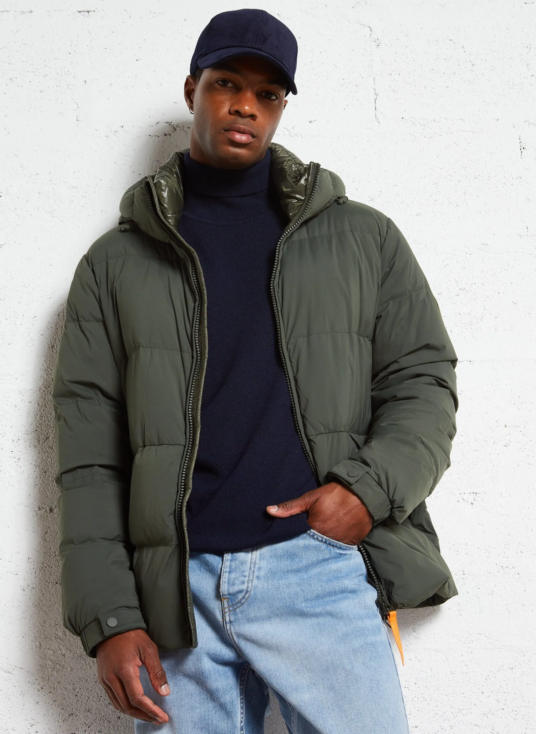 Doudoune à capuche droite Kaki VIANNEY