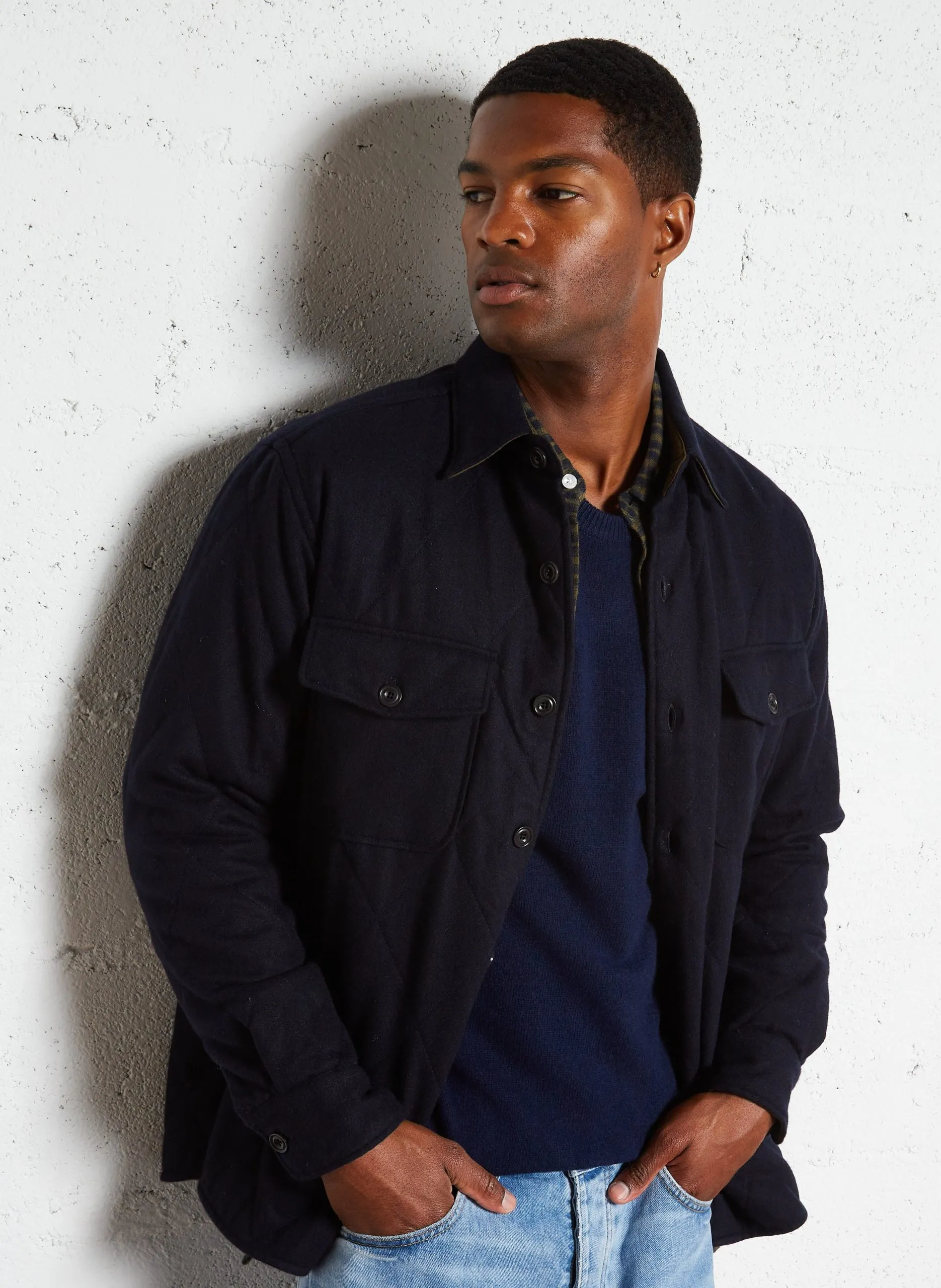 Surchemise droite en laine mélangée Bleu PETER