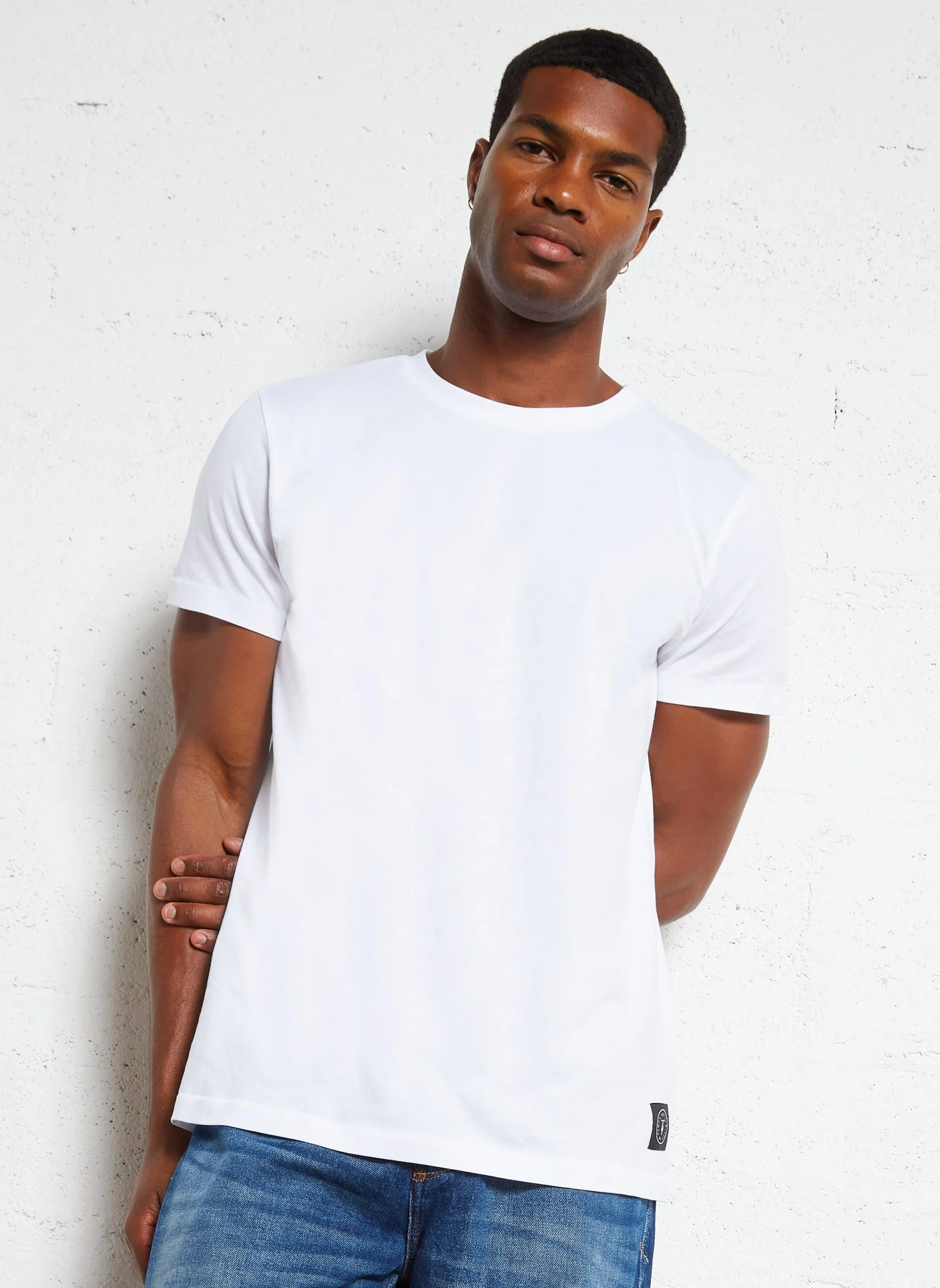 Tee-shirt col rond regular-fit en coton Blanc