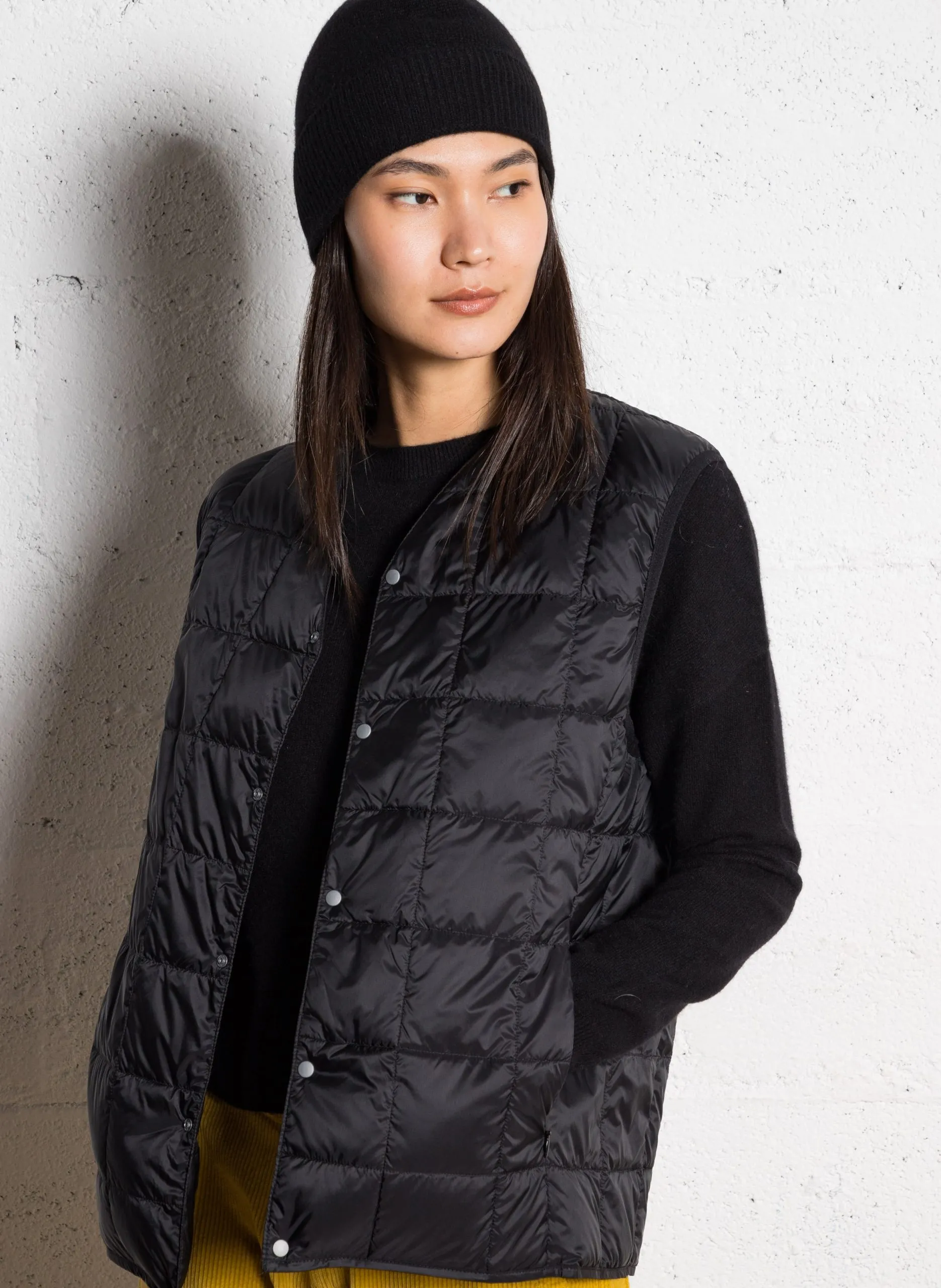 Doudoune droite sans manches Noir