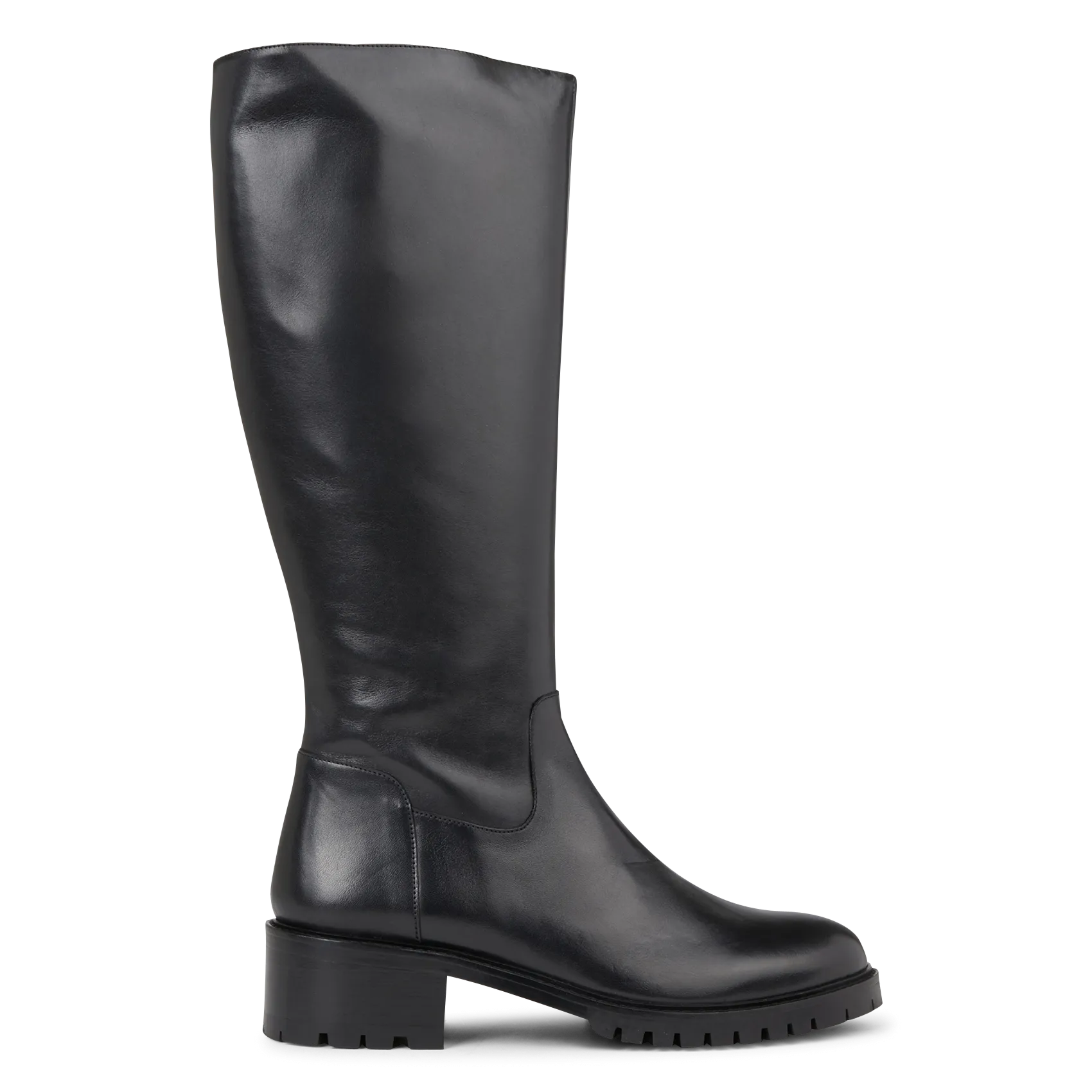 Bottes hautes crantées en cuir Noir LEANDRO