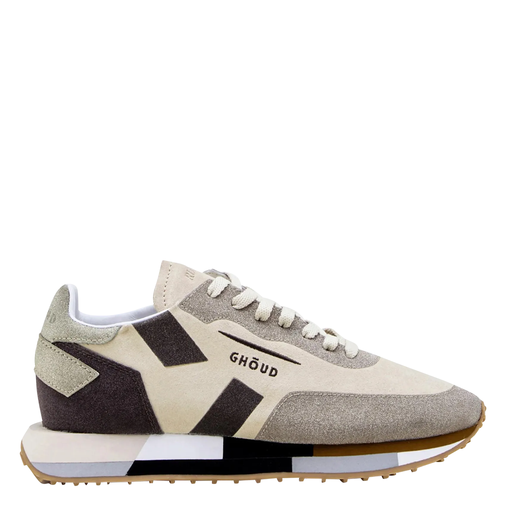 Baskets basses pailleté avec sherpa en cuir mélangé Beige STAR M