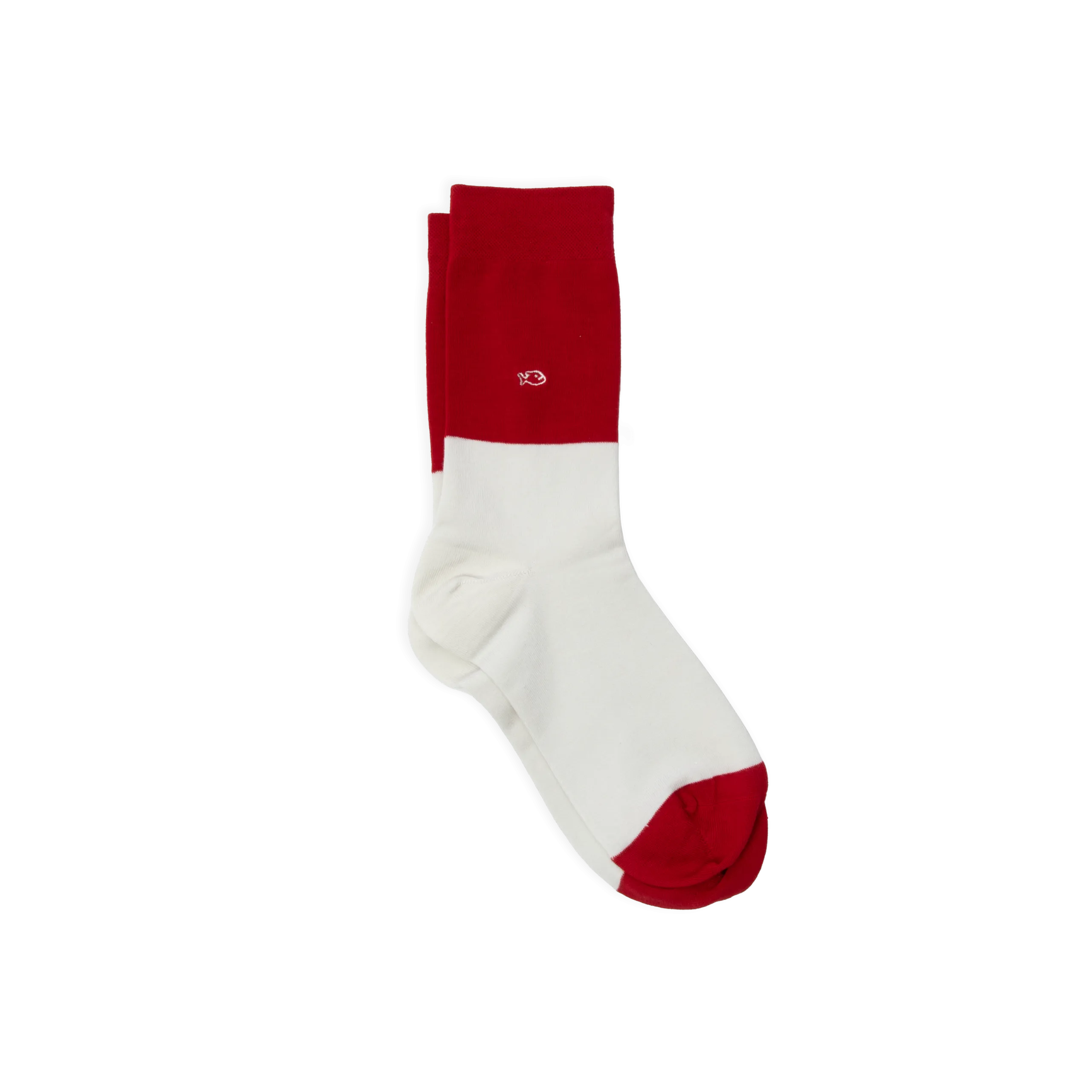Chaussettes en coton peigné bicolores Rouge ROUGE/BEIGE