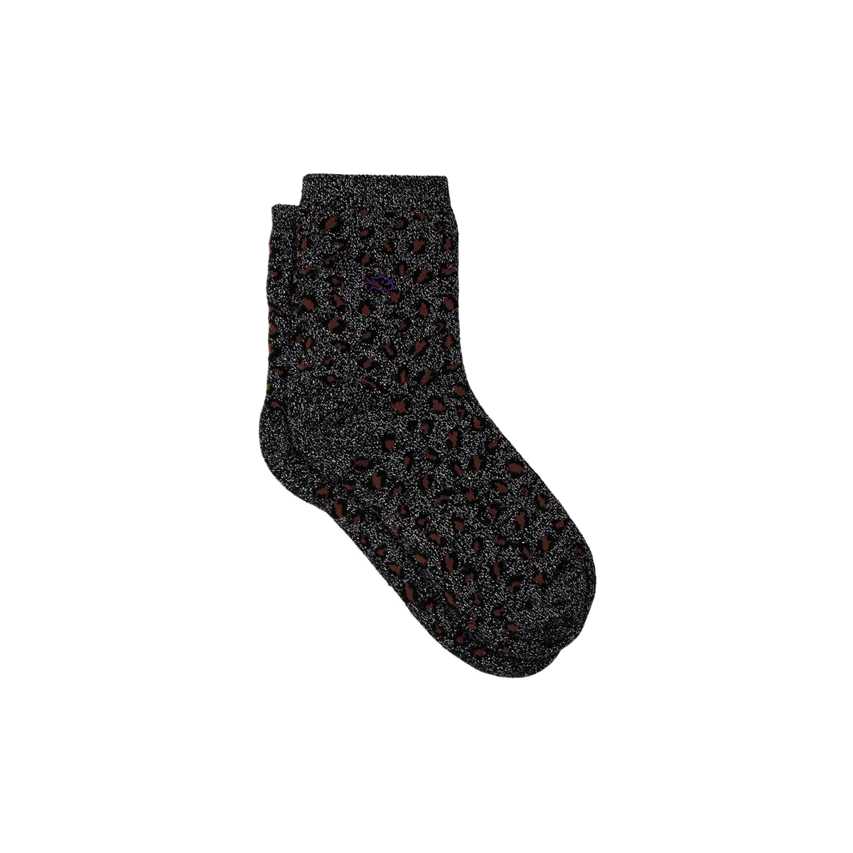 Chaussettes en coton peigné léopard Noir