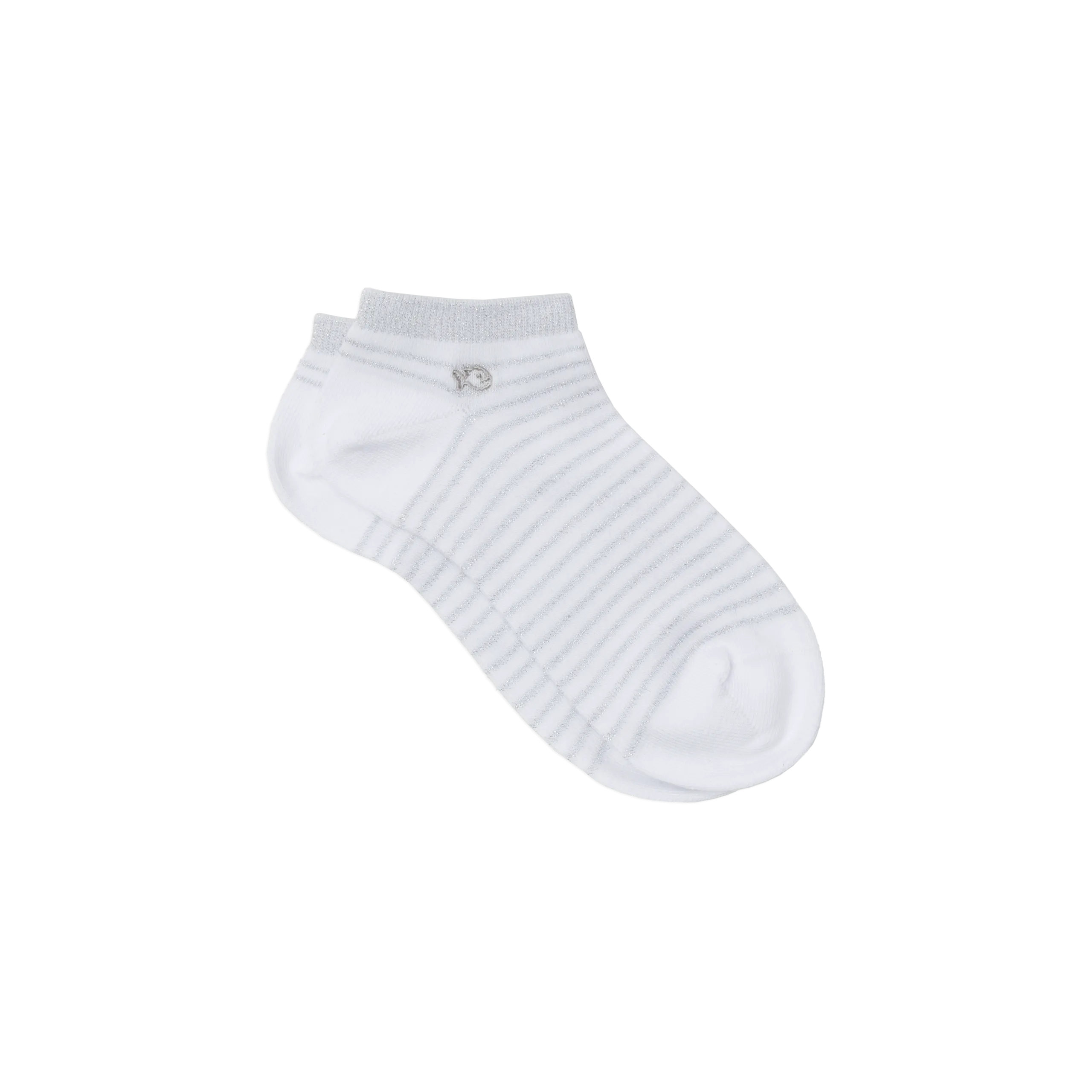 Socquettes en coton peigné rayées Blanc BLANC ARGENTE