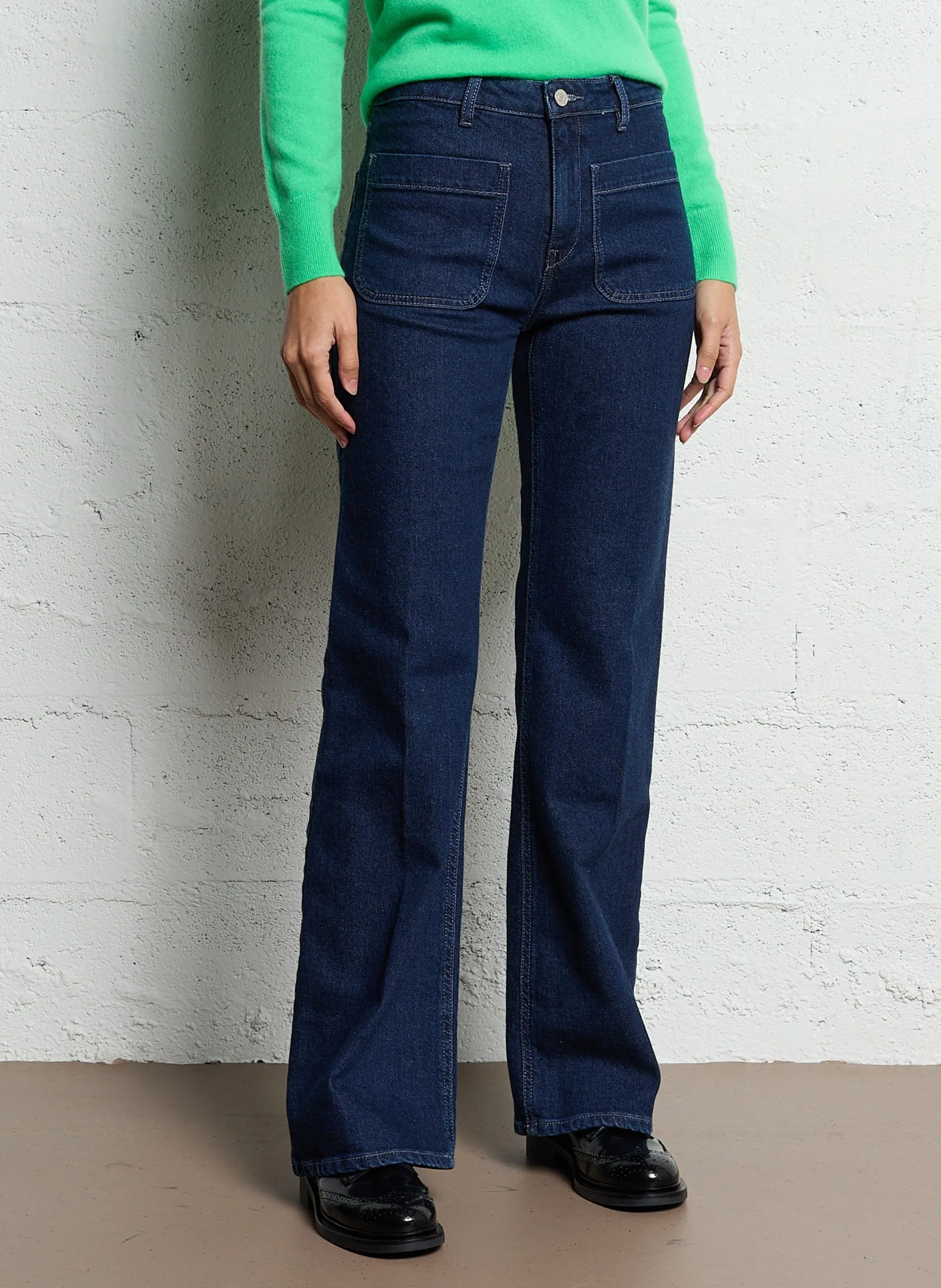 Jean bootcut en coton mélangé Bleu NINA