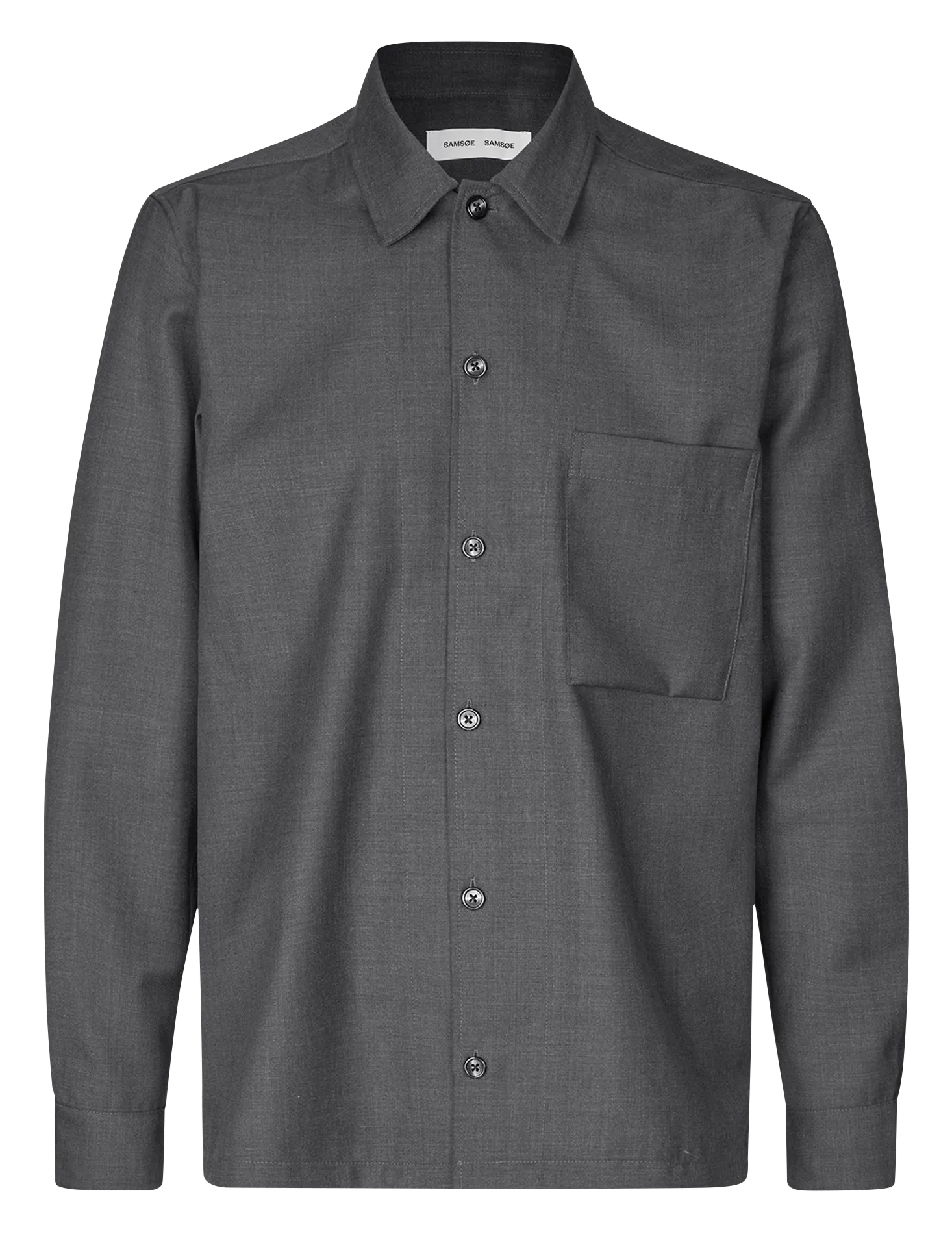 Surchemise droite en laine mélangée Argent SADAMON