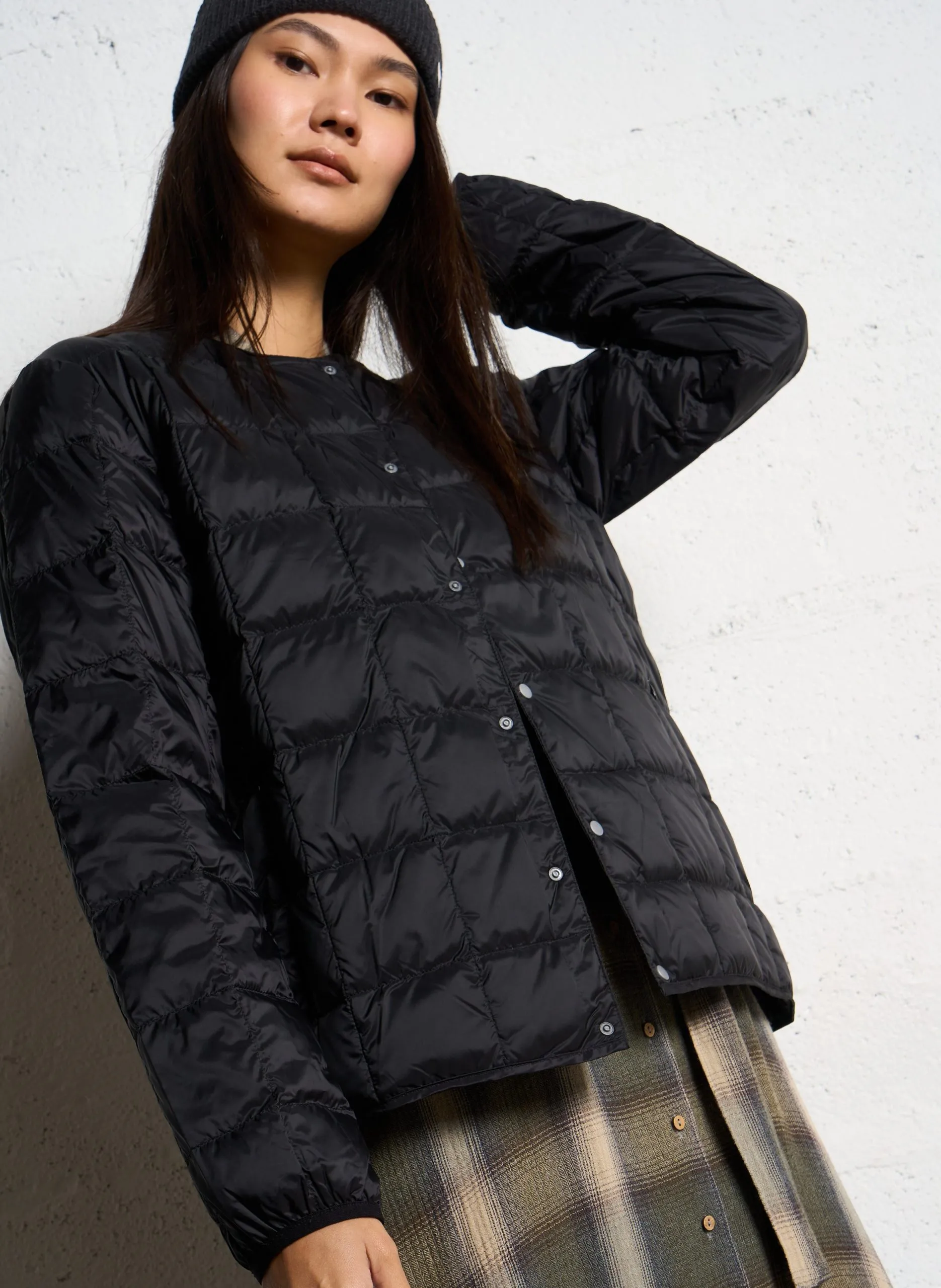 Veste col rond matelassée Noir