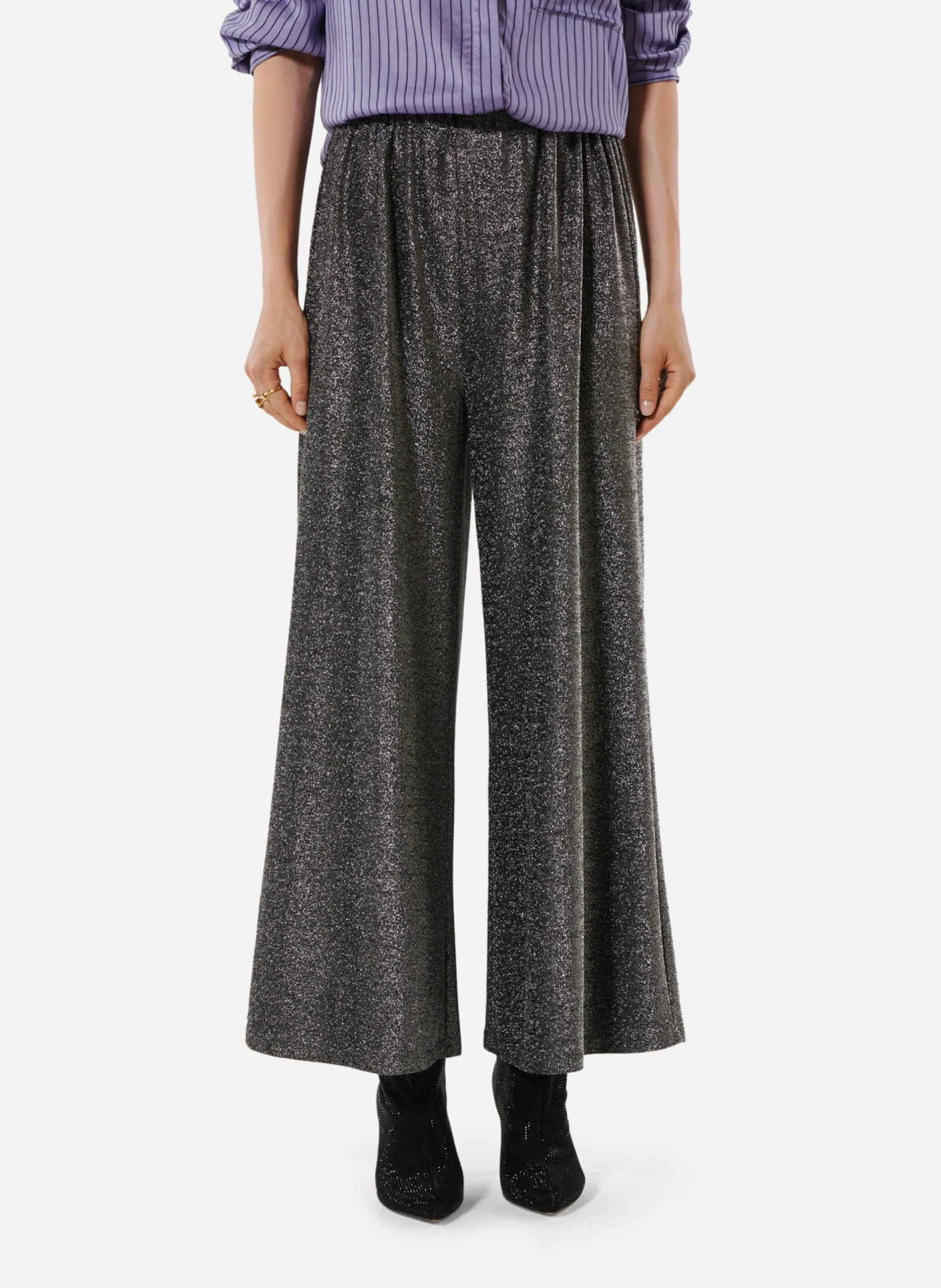 Pantalon large en lurex Argent DISCO
