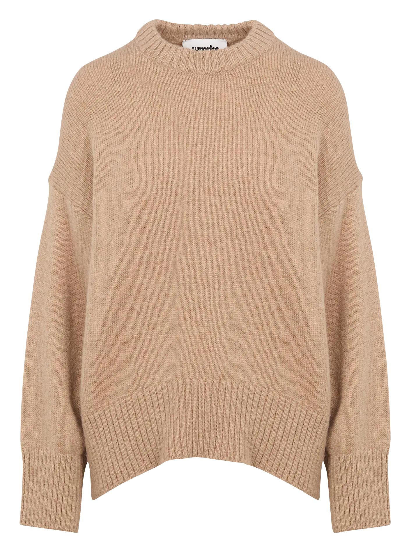 Pull ample col rond en mohair mélangé Marron MARTHA