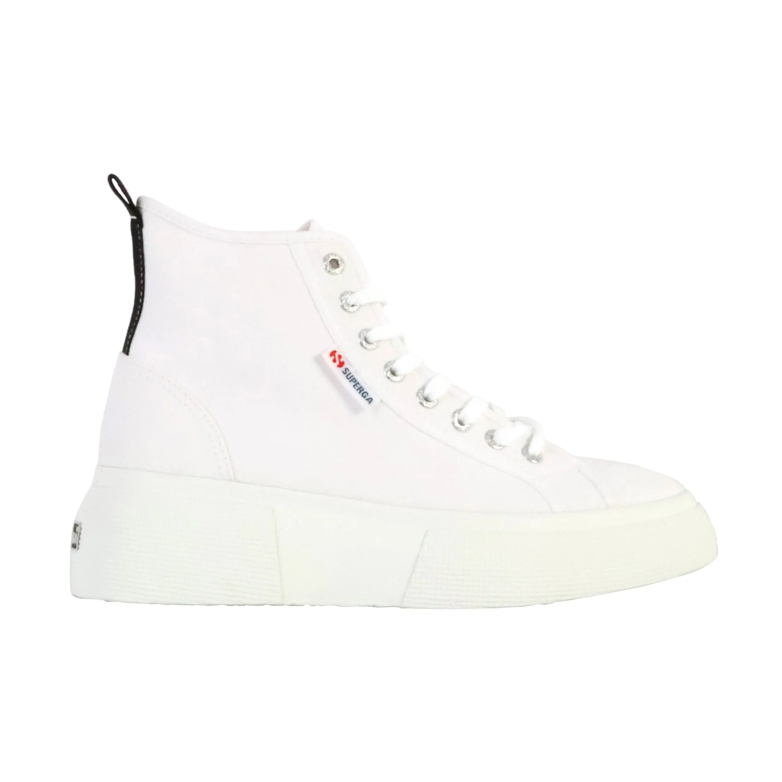 Basket montante à lacets superga bubble mid Blanc