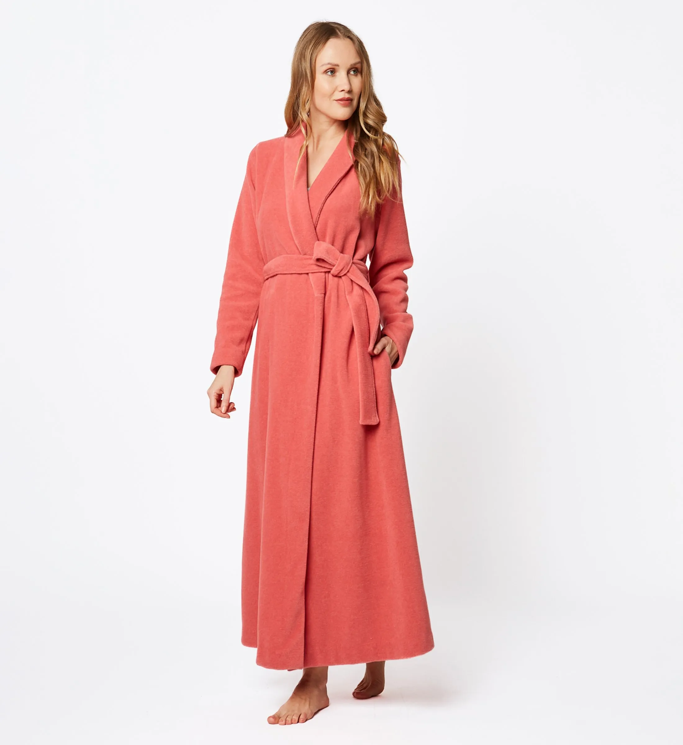 Peignoir long en polaire Rouge ESSENTIEL H62A