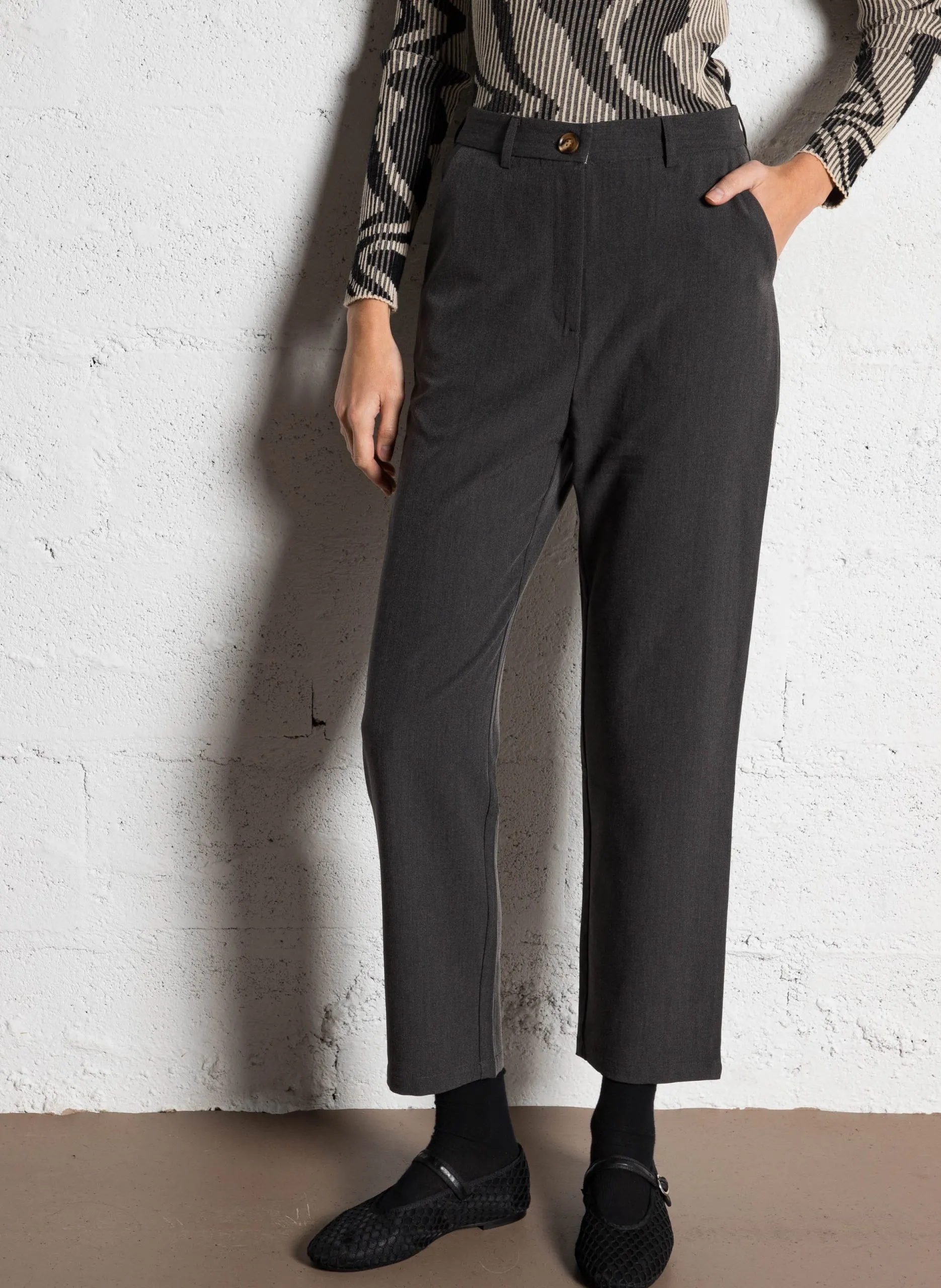 Pantalon tailleur droit Gris PAMELA