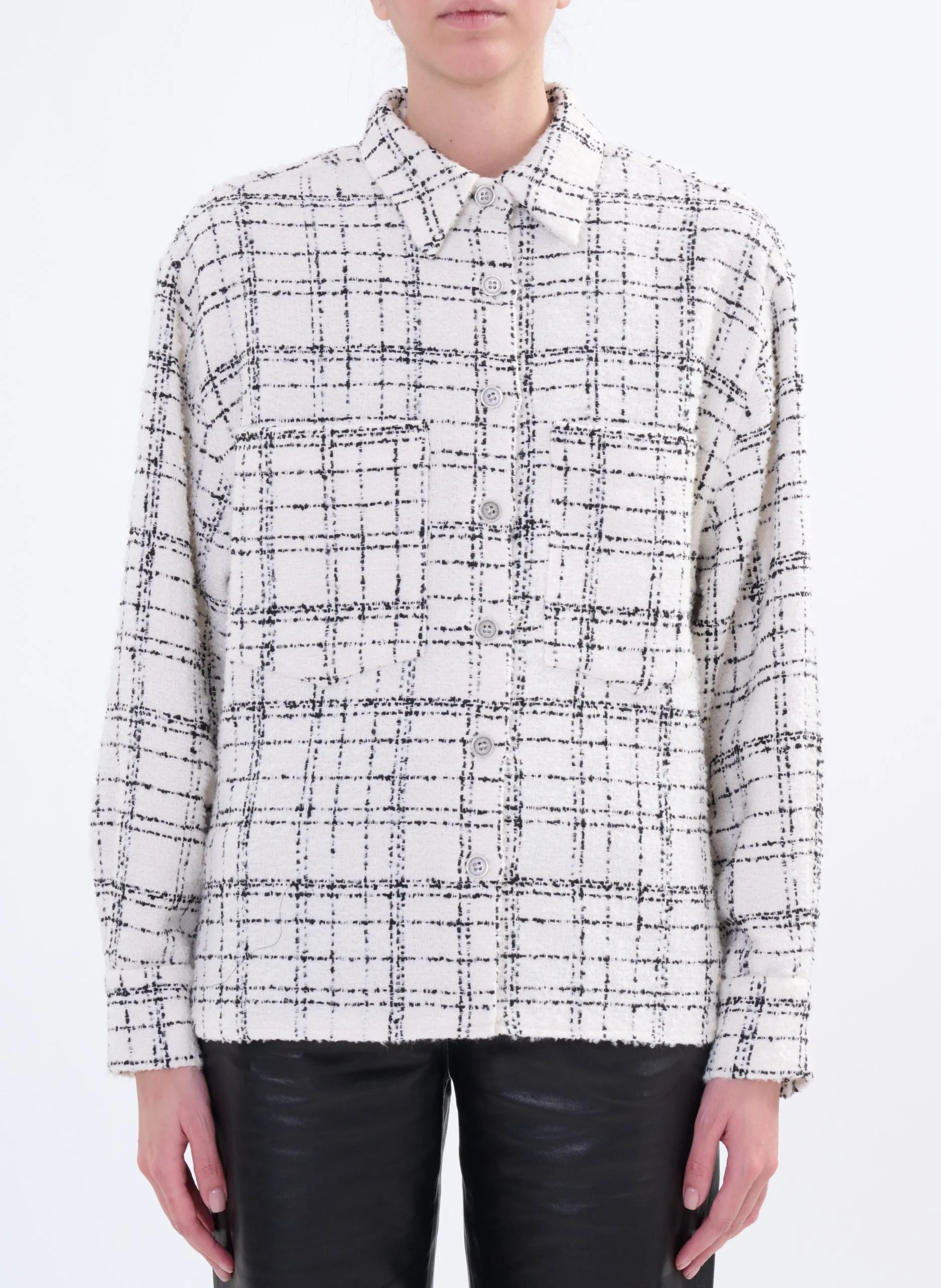 Chemise col classique en coton mélangé Noir ZUNNY